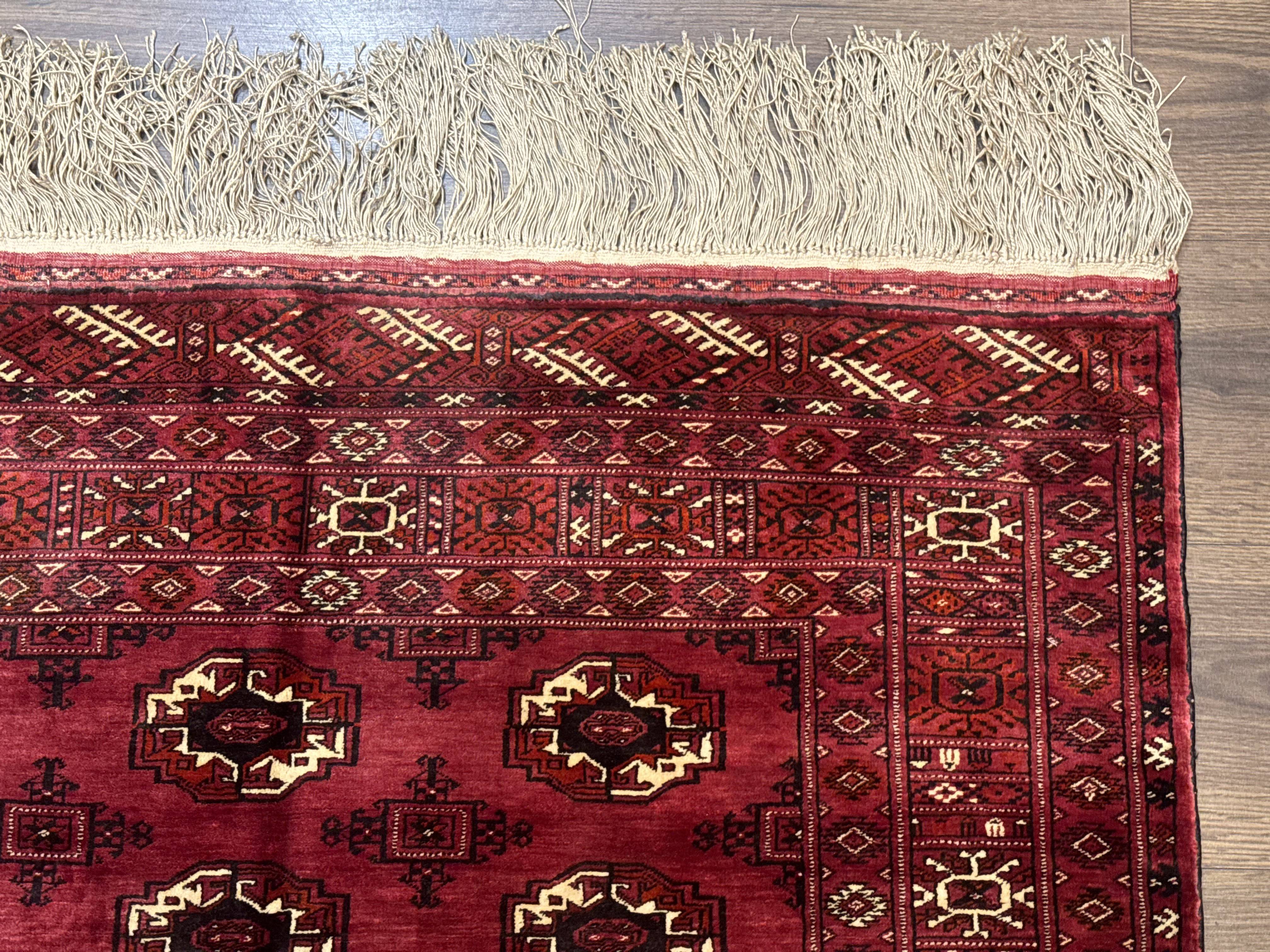 Antique Persian Silk Turkoman Rug 4x5, Silk Pile on Silk Foundation, Red, Rare Tribal Rug - Jewel Rugs