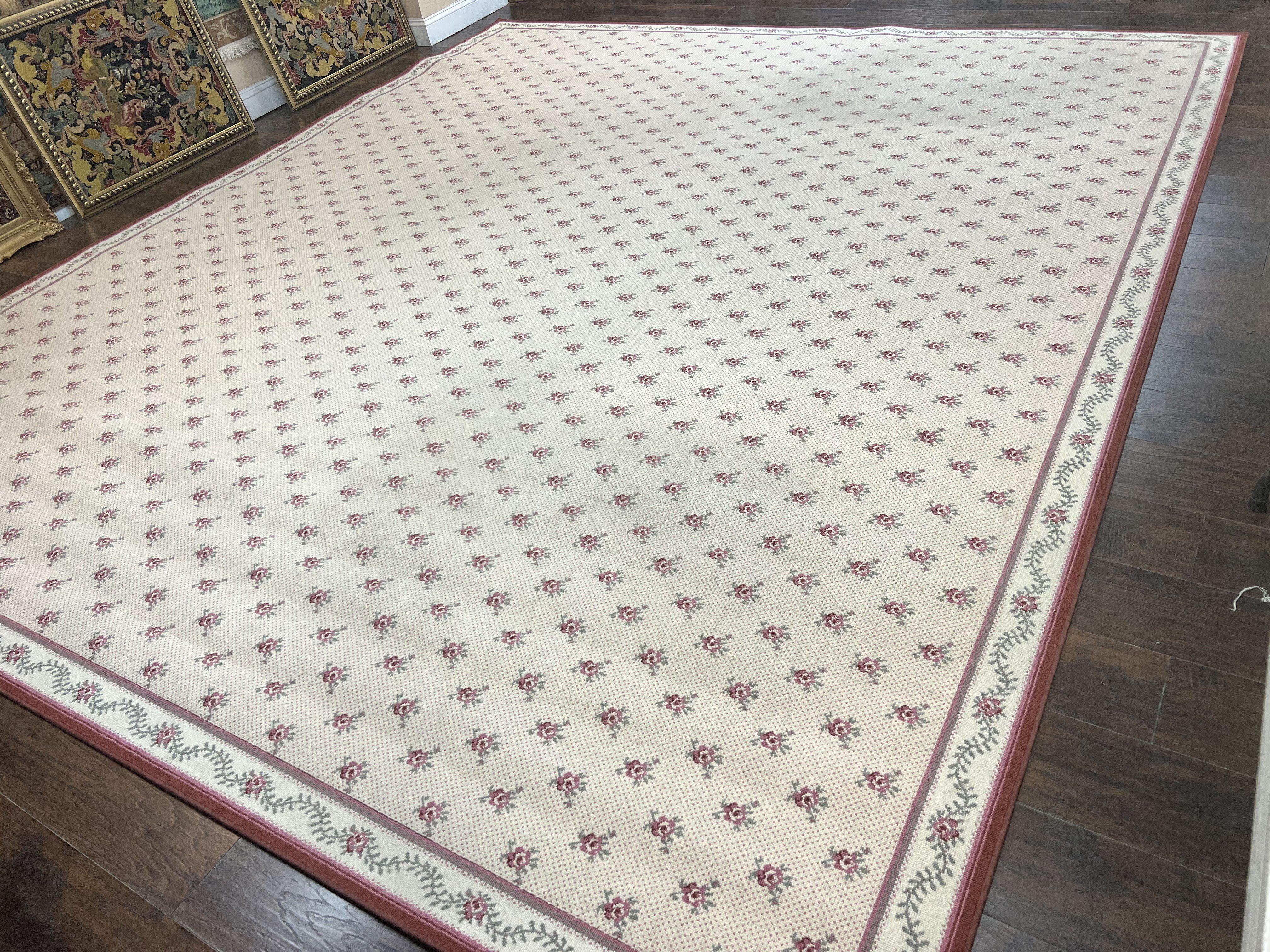 Stark Rug 12x14, Vintage Stark Carpet 12 x 14, Large Palace Size Rug, Beige, Repeated Floral Motif - Jewel Rugs