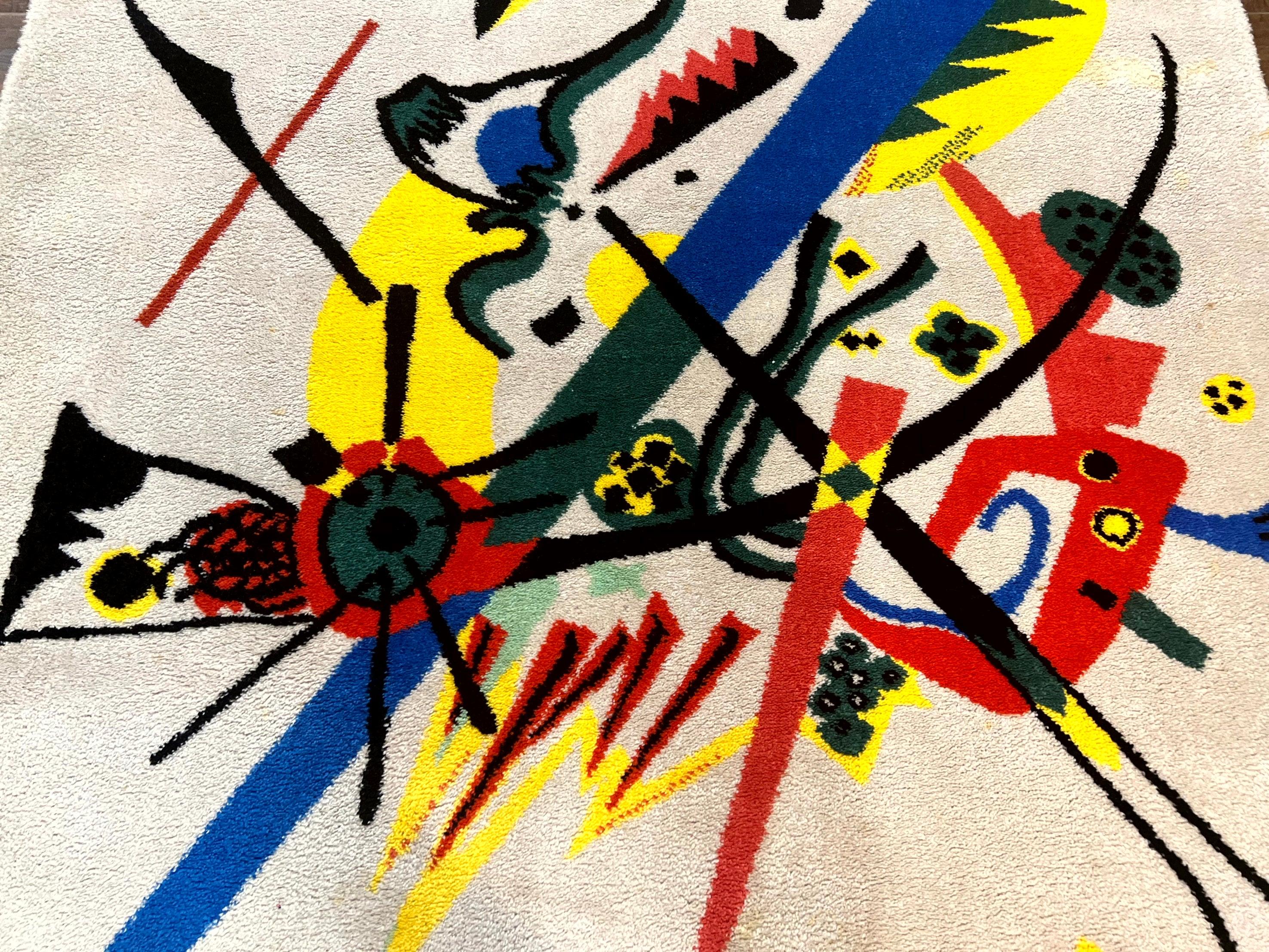 Danish Rya Shag Rug 6x9, EGE Axminster Carpet, Ivory, Modern Abstract Rug, Signed by Designer - Jewel Rugs