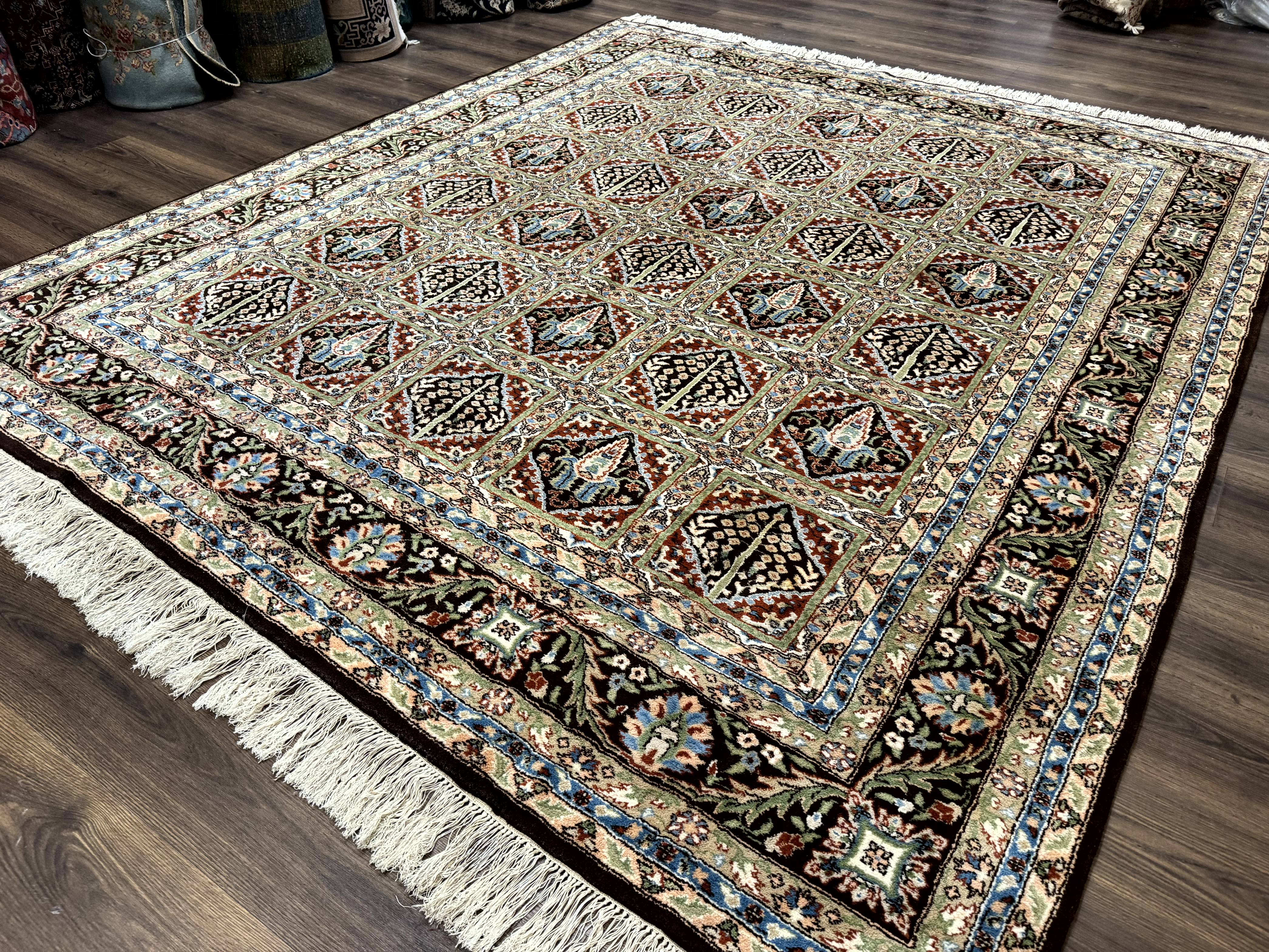 Sino Persian Rug 8x10, Panel Design, Brown, Multicolor, Wool, Cedar Trees - Jewel Rugs