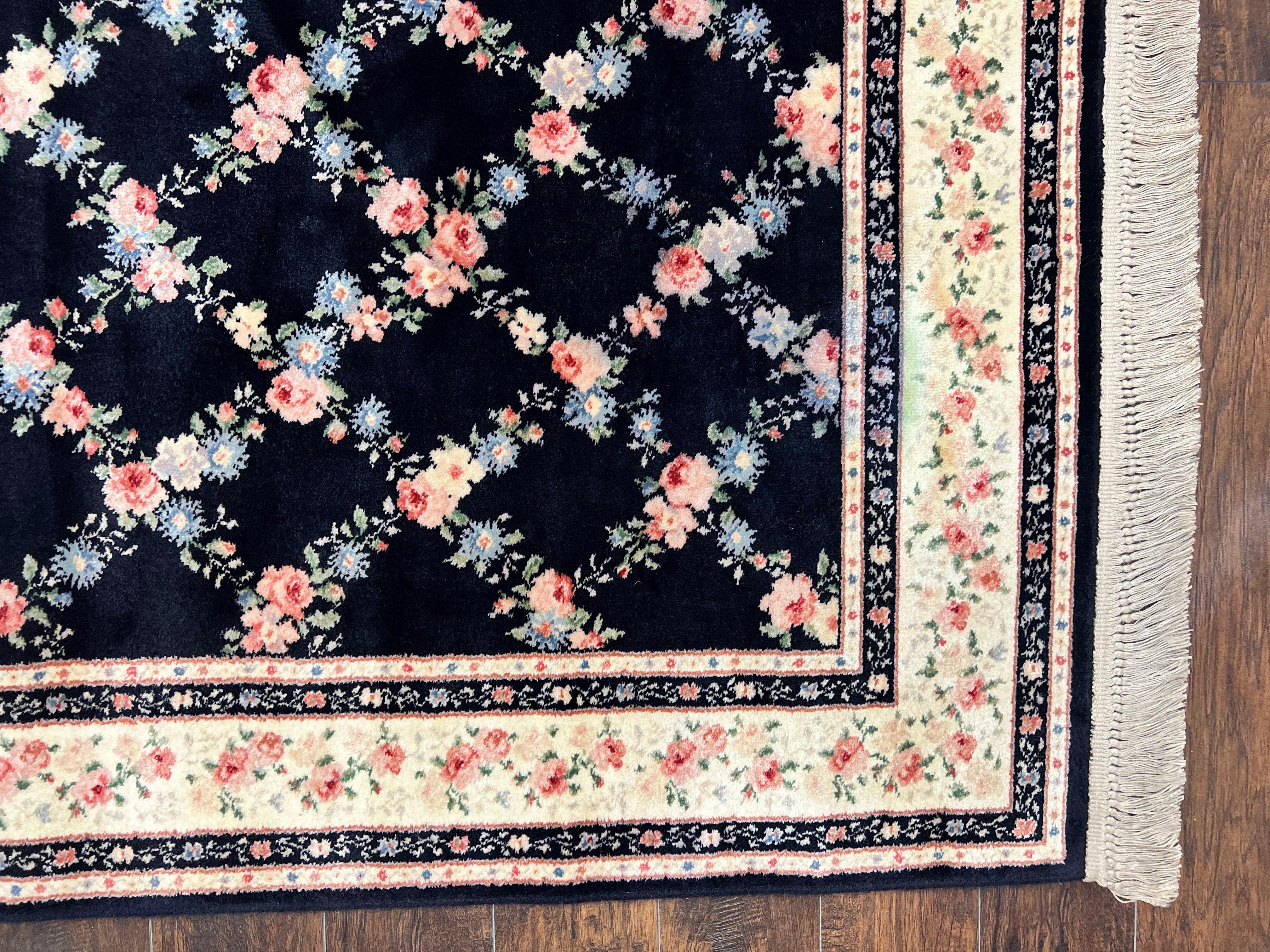 Karastan Rug 8' 8" x 12" Garden of Eden Collection Ebony Trellis #509/1270, Wool Pile Discontinued Vintage Karastan Carpet, Room Sized Rug - Jewel Rugs