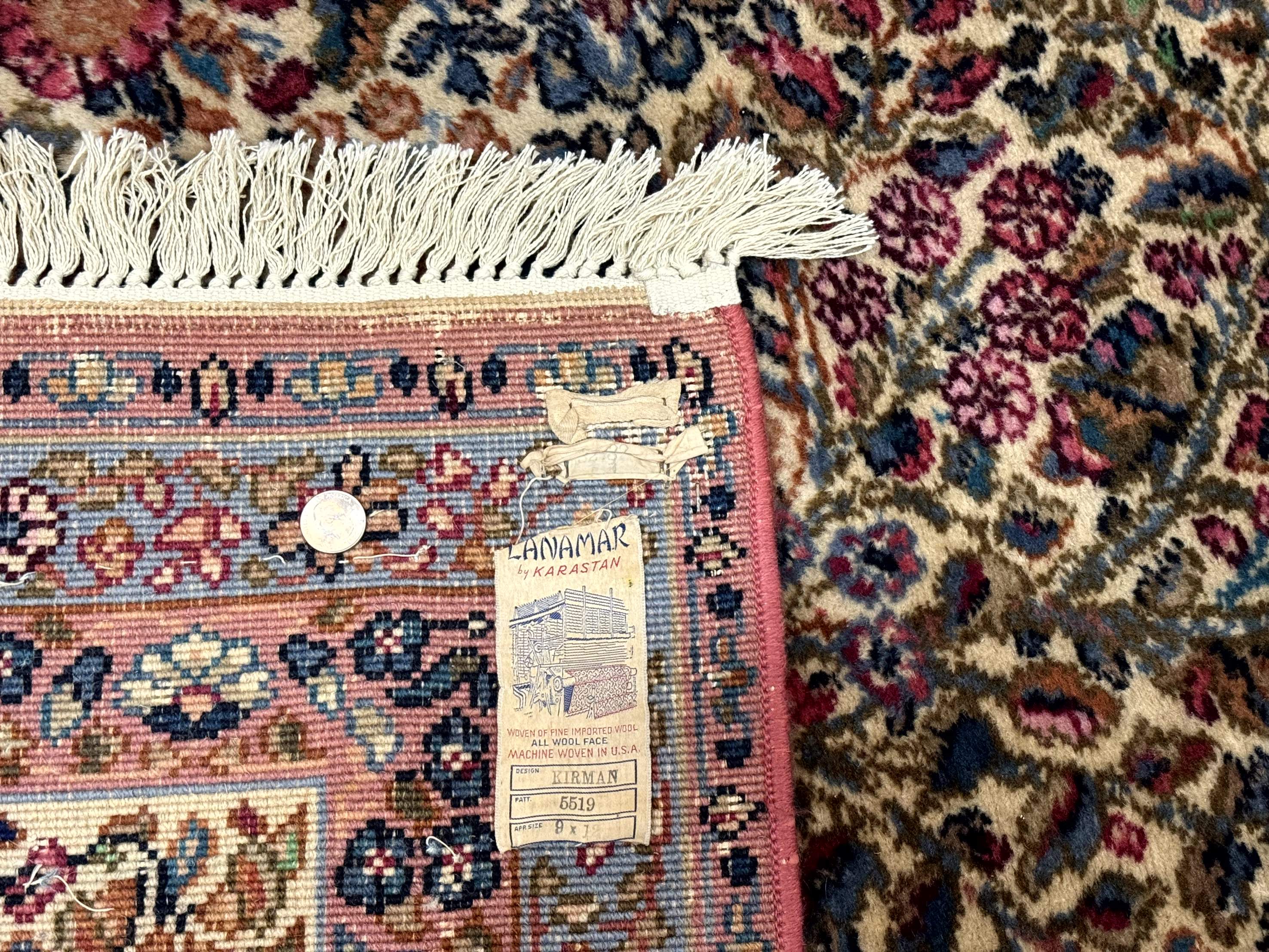 Karastan Rug 9x12, Lanamar Kirman #5519, Wool Antique Floral Karastan Carpet, Tree of Life Design - Jewel Rugs