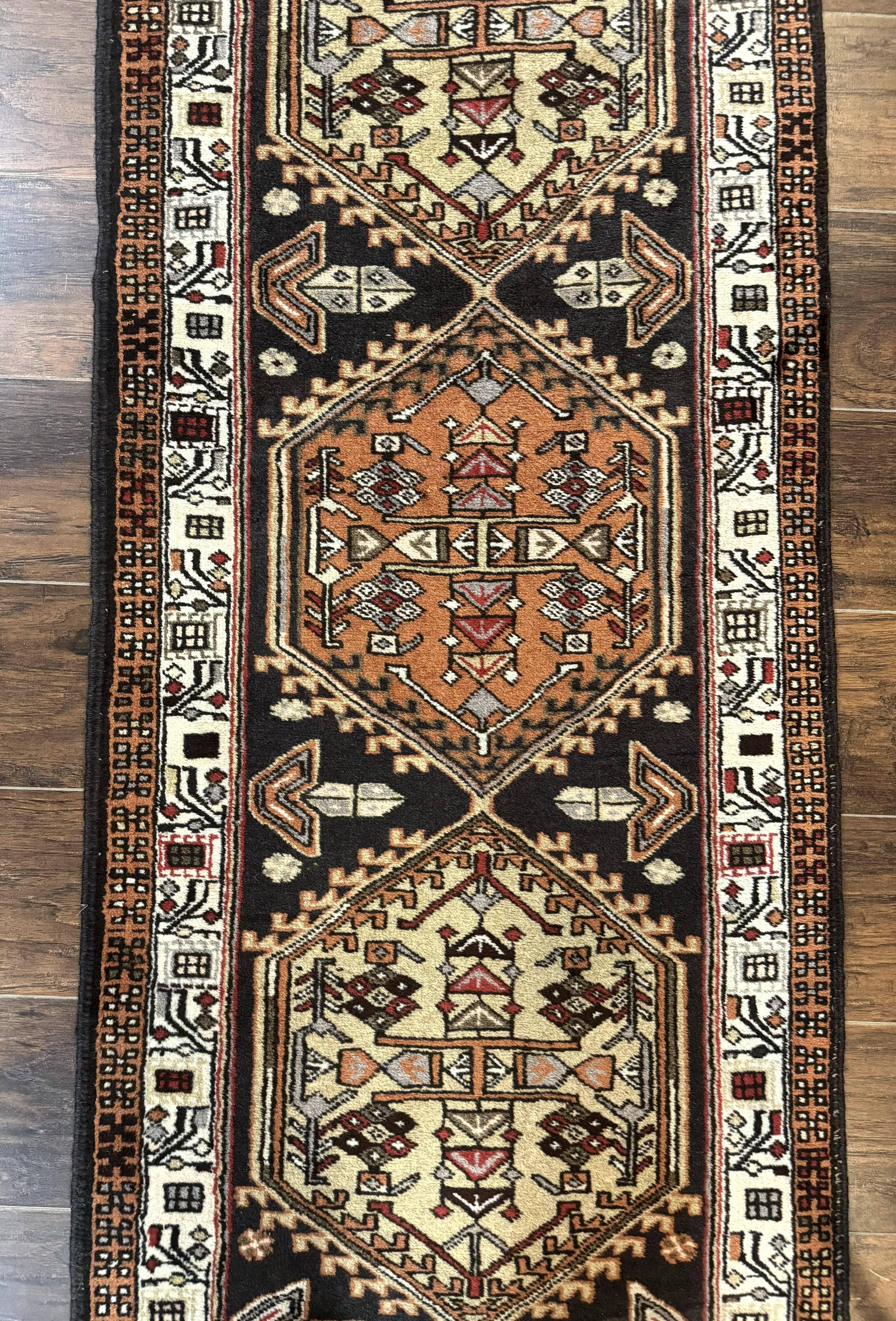 Persian Tribal Runner Rug 2.4 x 9.4, Geometric Medallions, Sarab Runner - Jewel Rugs