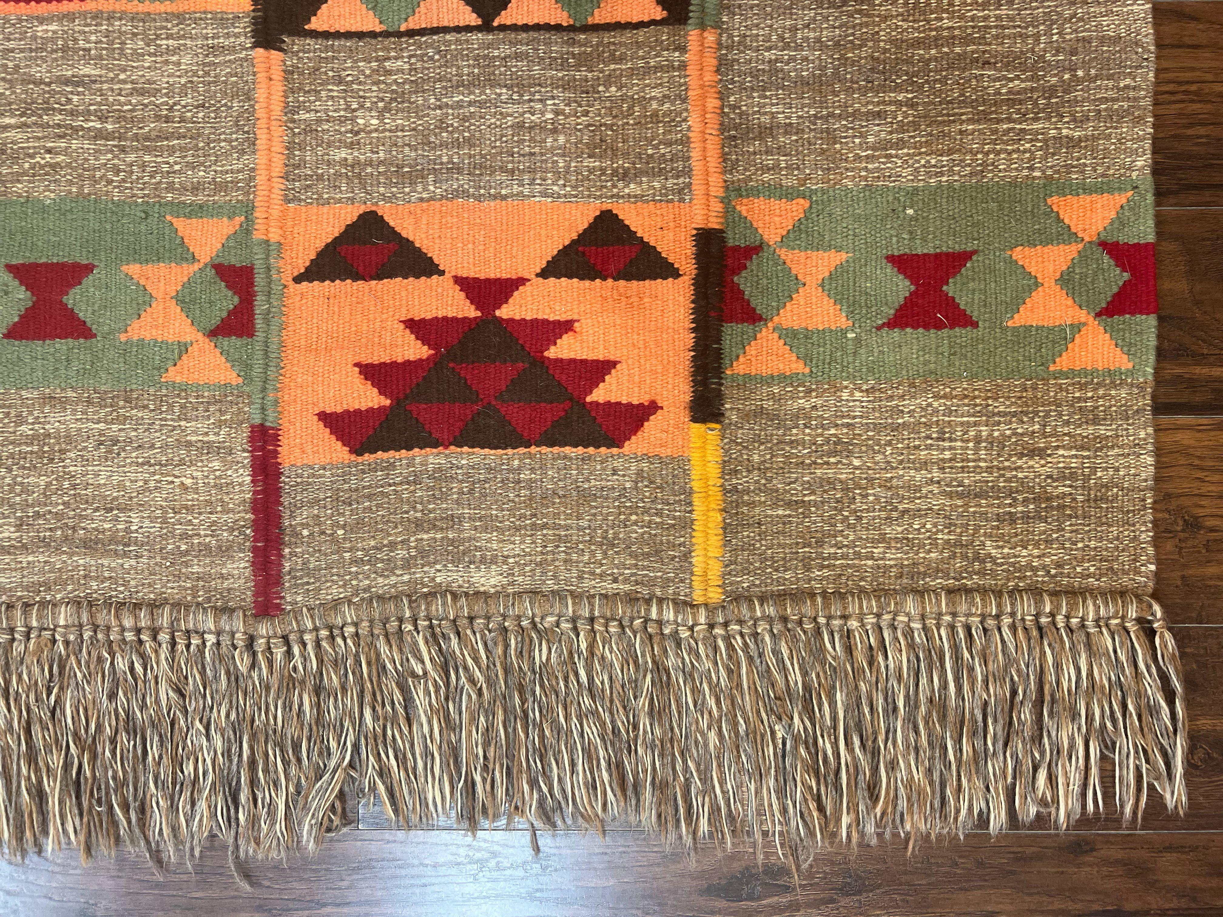 South American Flatweave Rug, Gray, Handmade Vintage Wool Bohemian Blanket - Jewel Rugs