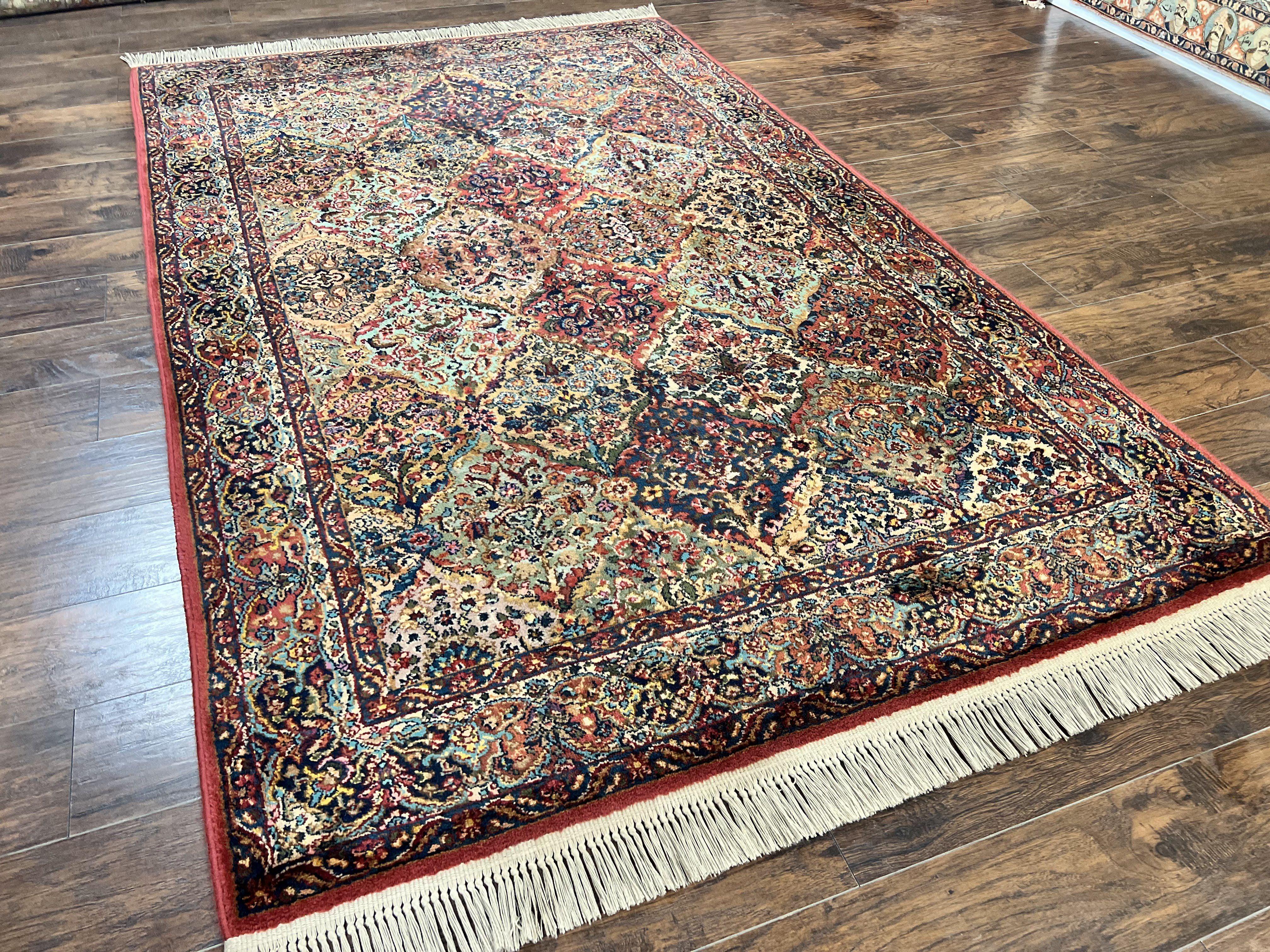 Karastan Multicolor Panel Kirman Rug #717, Wool Karastan Rug 5.9 x 9, Vintage Multipanel Kirman, Original Karastan Collection 700 Series - Jewel Rugs