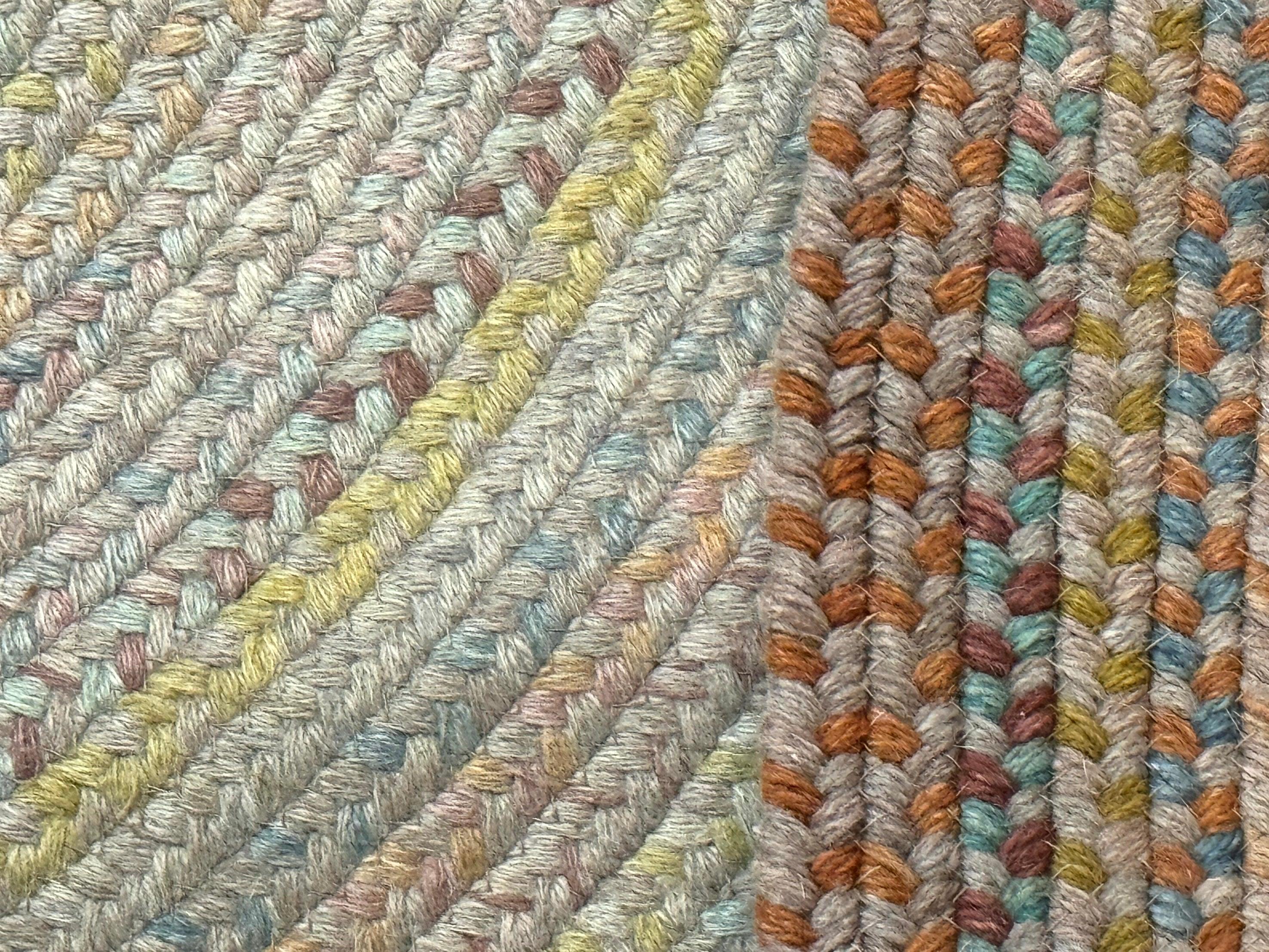 Large American Round Braided Rug 10x10, Multicolor, Vintage, Mid Century, Hand Braided - Jewel Rugs