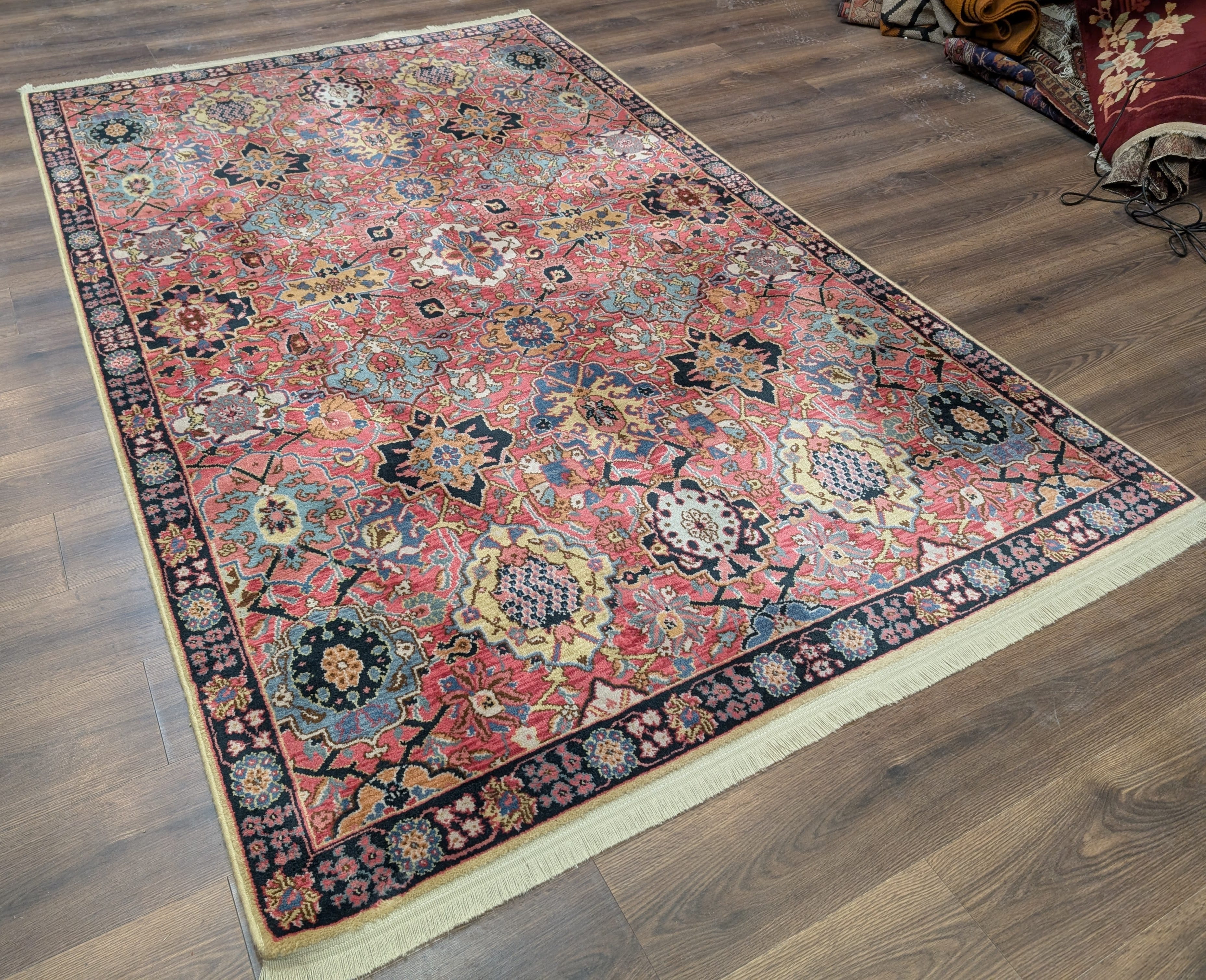 Karastan Rug 5.8 x 9 Williamsburg Kirman Vase #557, Vintage Discontinued Wool Karastan Area Rug - Jewel Rugs