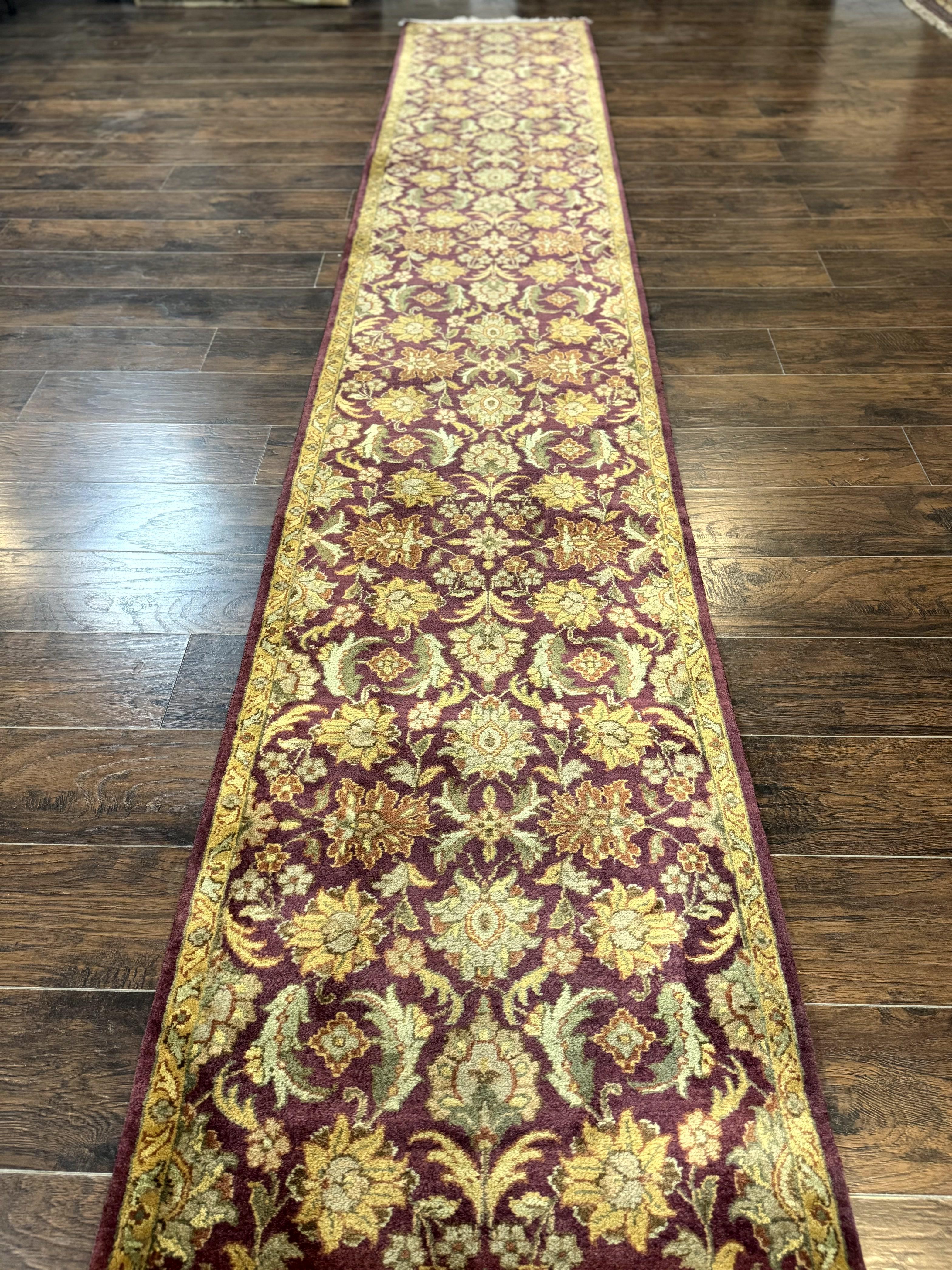 Indian Agra Runner Rug 2.6 x 17.5, Long Runner Rug for Hallway, Floral Handmade - Jewel Rugs