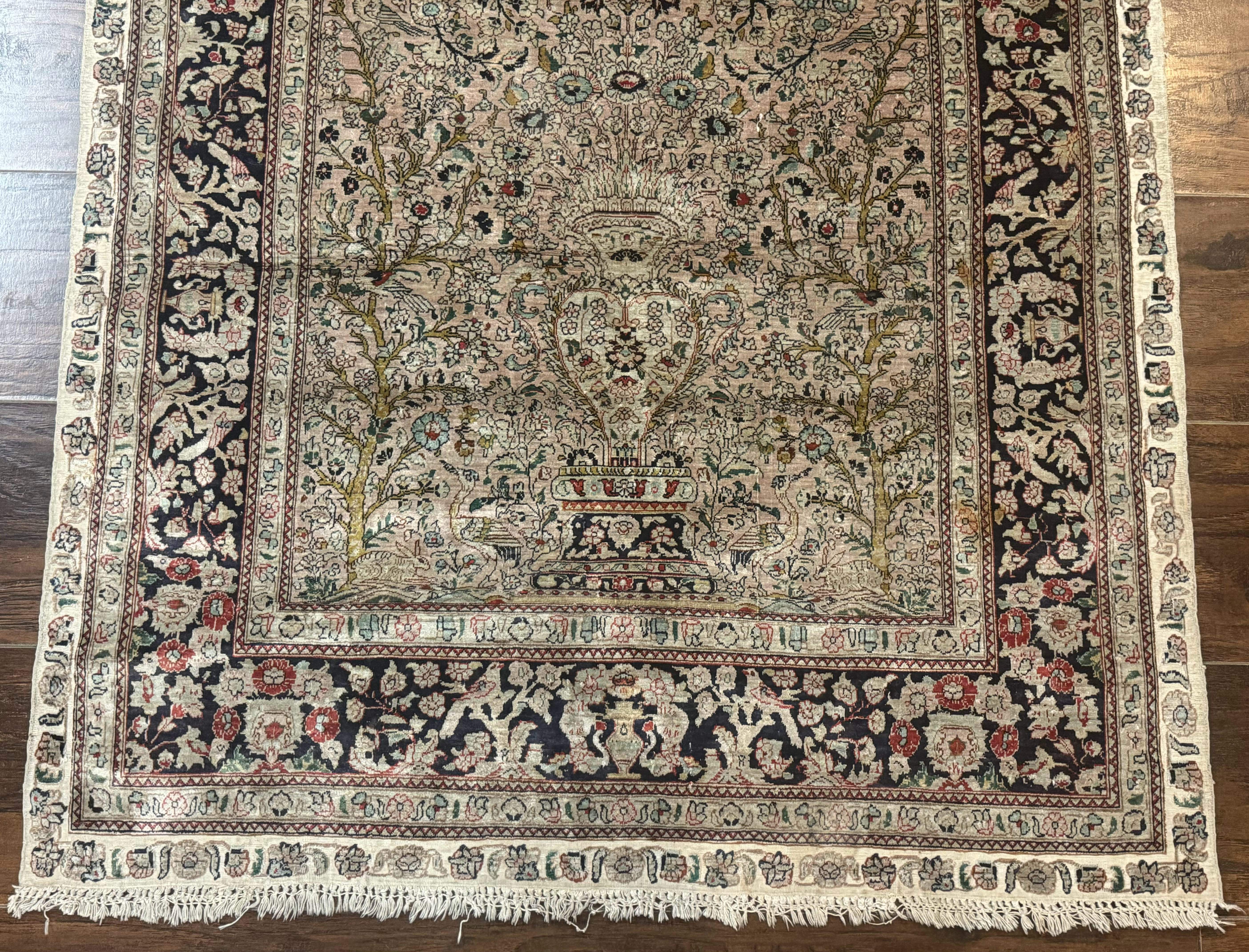 Sino Persian Silk Tree of Life Rug 3x5, Very Fine 550 KPSI, Taupe - Jewel Rugs