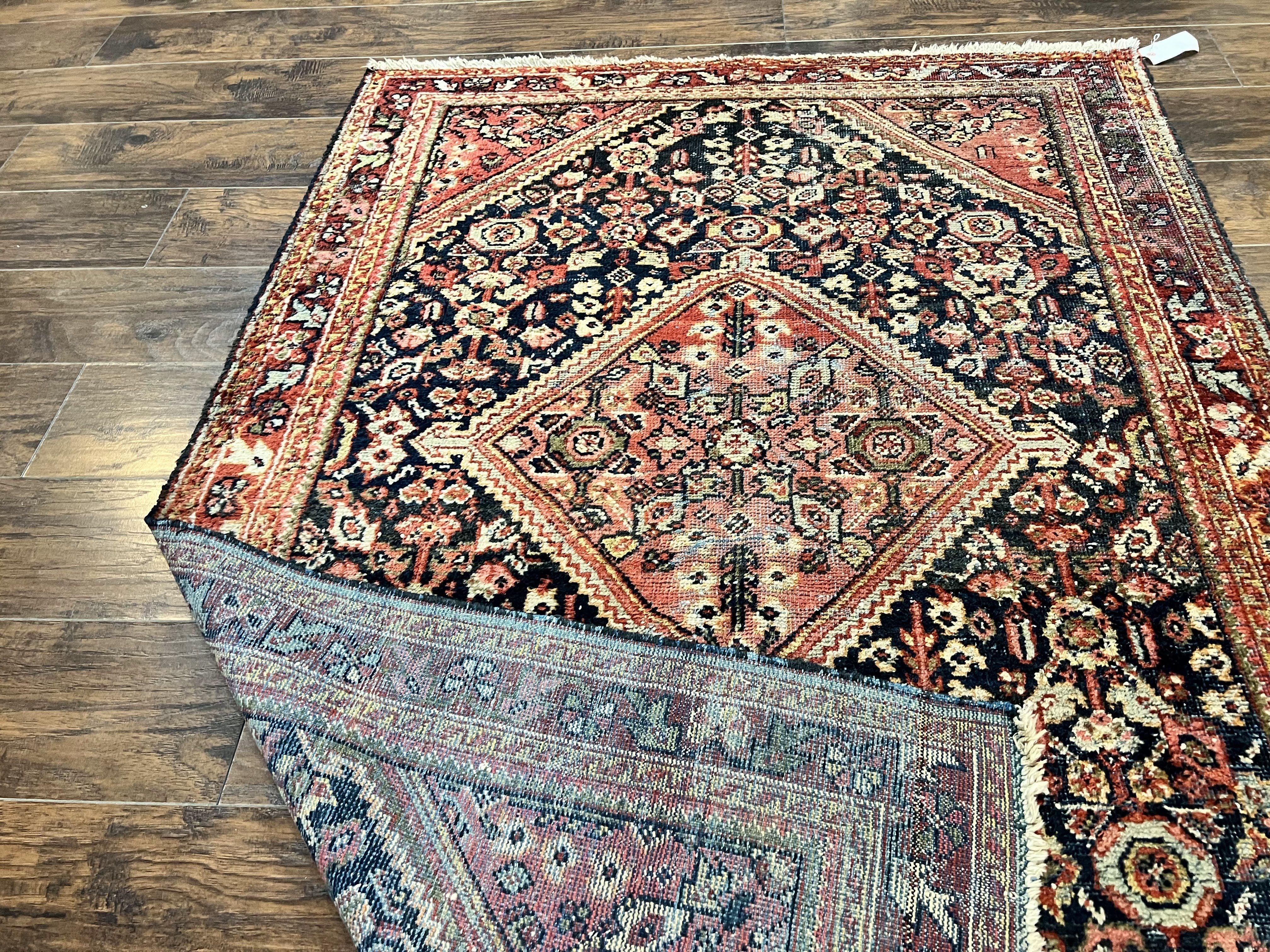 Antique Persian Mahal Rug 4x7, Wool Hand Knotted Tribal Geometric Carpet - Jewel Rugs