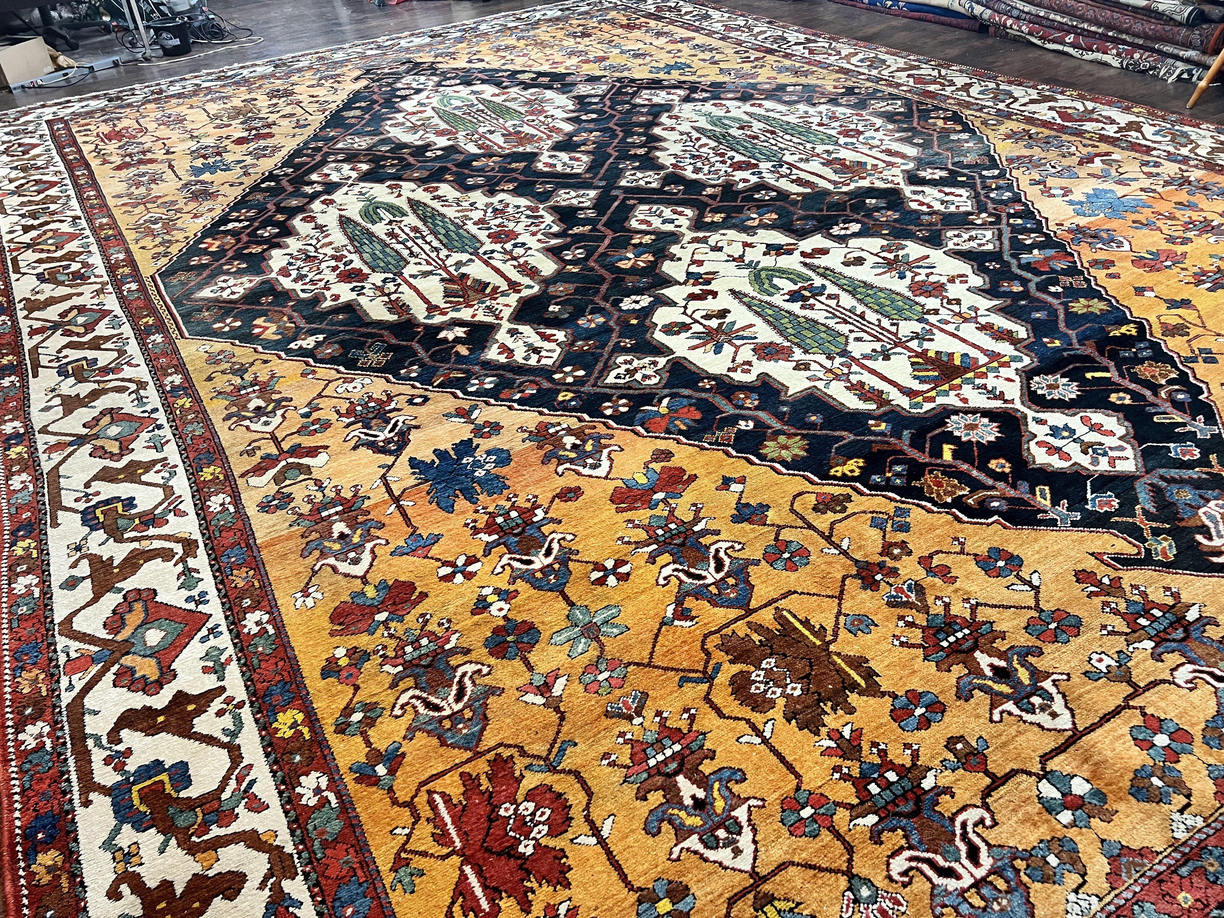 Antique Persian Bakhtiari Rug 14x19 – Rare Palace Size Carpet - Jewel Rugs