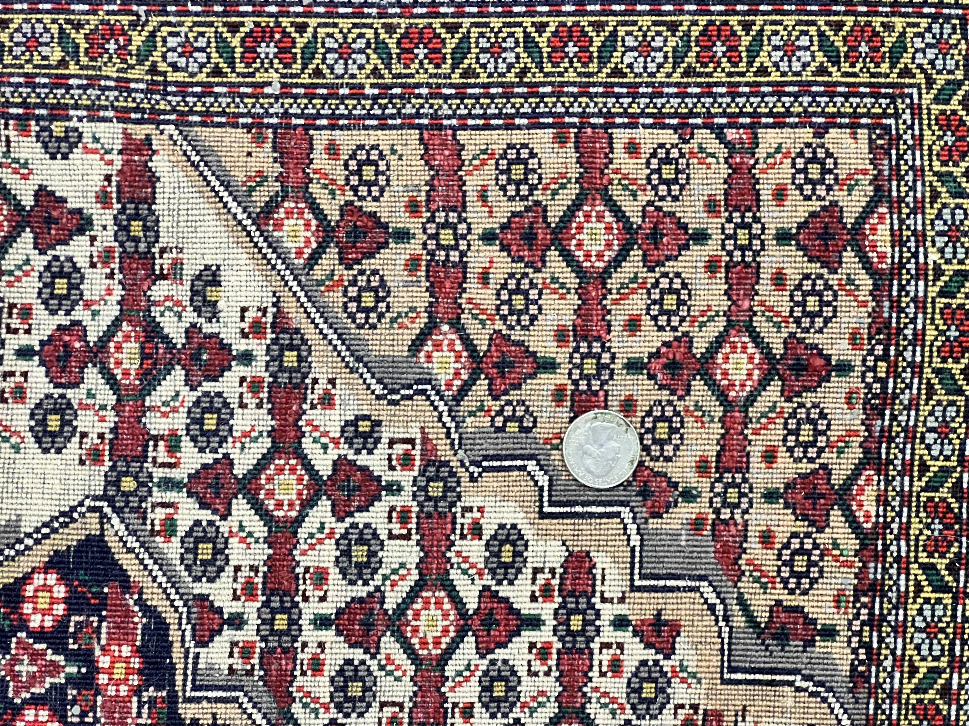Afghan Rug 4x5, Wool with Silk Highlights, Very Fine Hand Knotted Vintage Oriental Carpet, Herati Pattern, Persian Rug, Bidjar Rug, 400 KPSI - Jewel Rugs