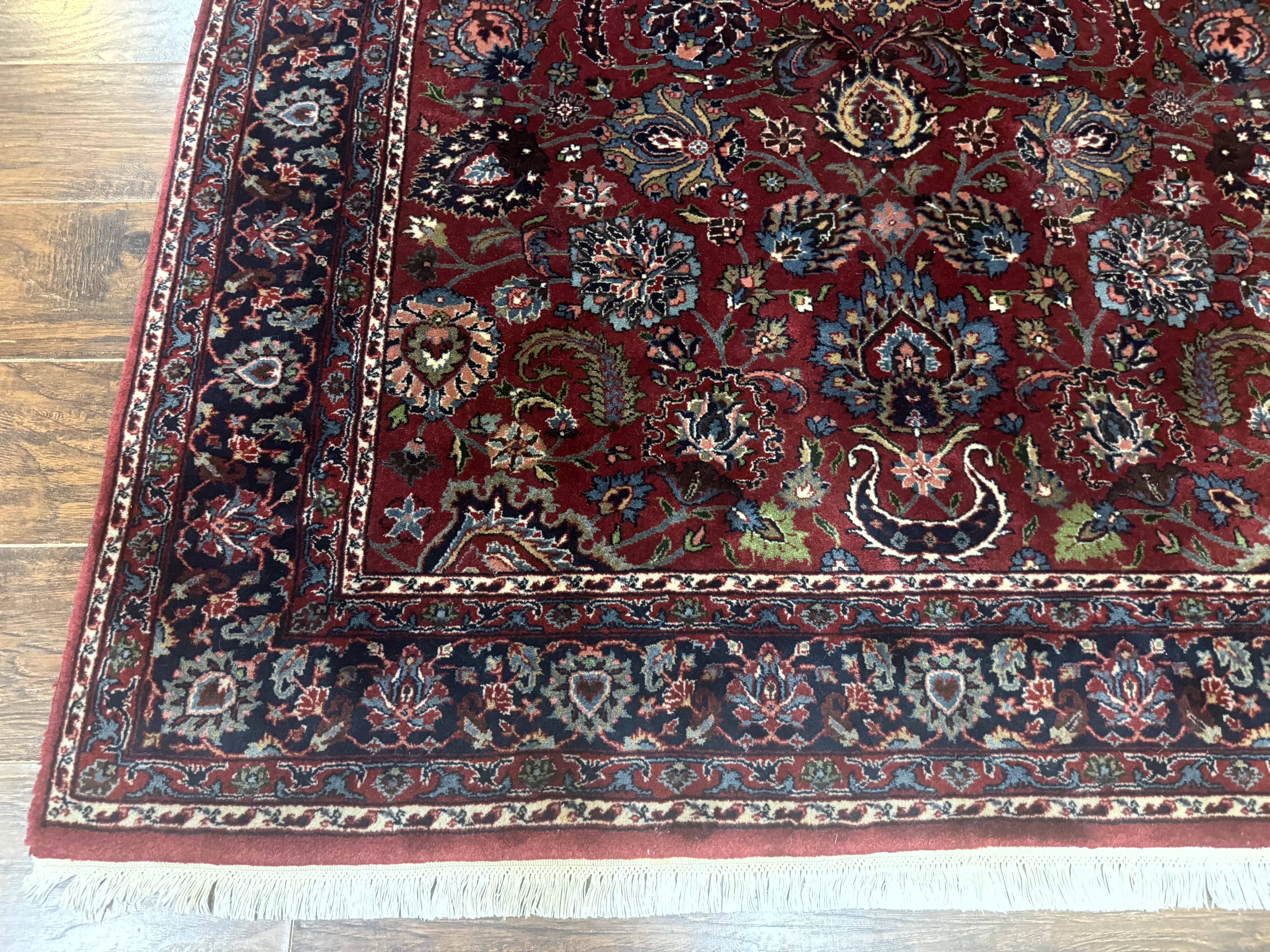 Indo Persian Rug 5x7, Vintage Traditional Floral Carpet, Burgundy and Navy Blue - Jewel Rugs