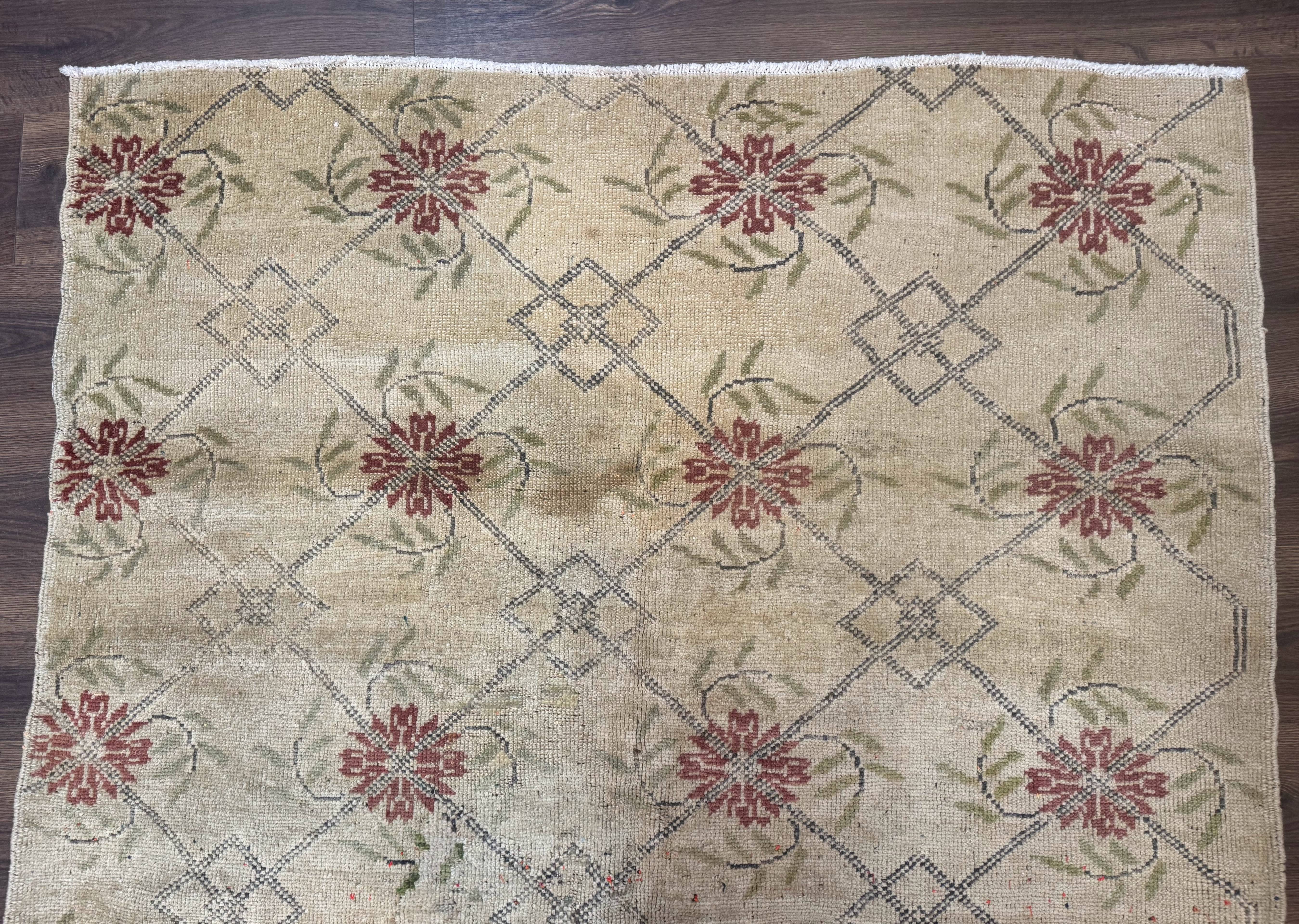 Turkish Rug 5x6, Oushak Carpet, Beige - Jewel Rugs