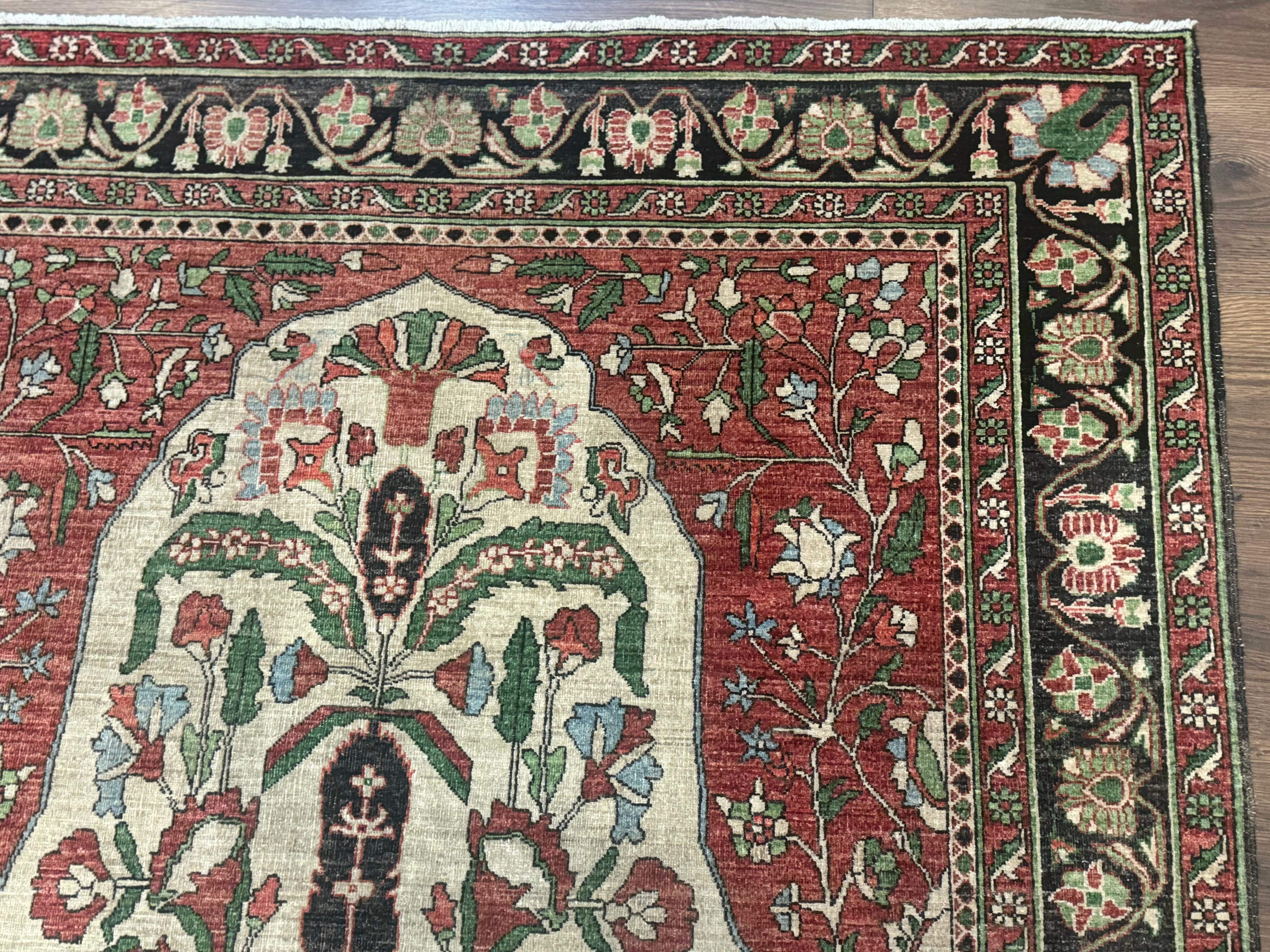 Persian Sarouk Rug 5x7 – Tree of Life Prayer Rug, Persian Vase Design - Jewel Rugs