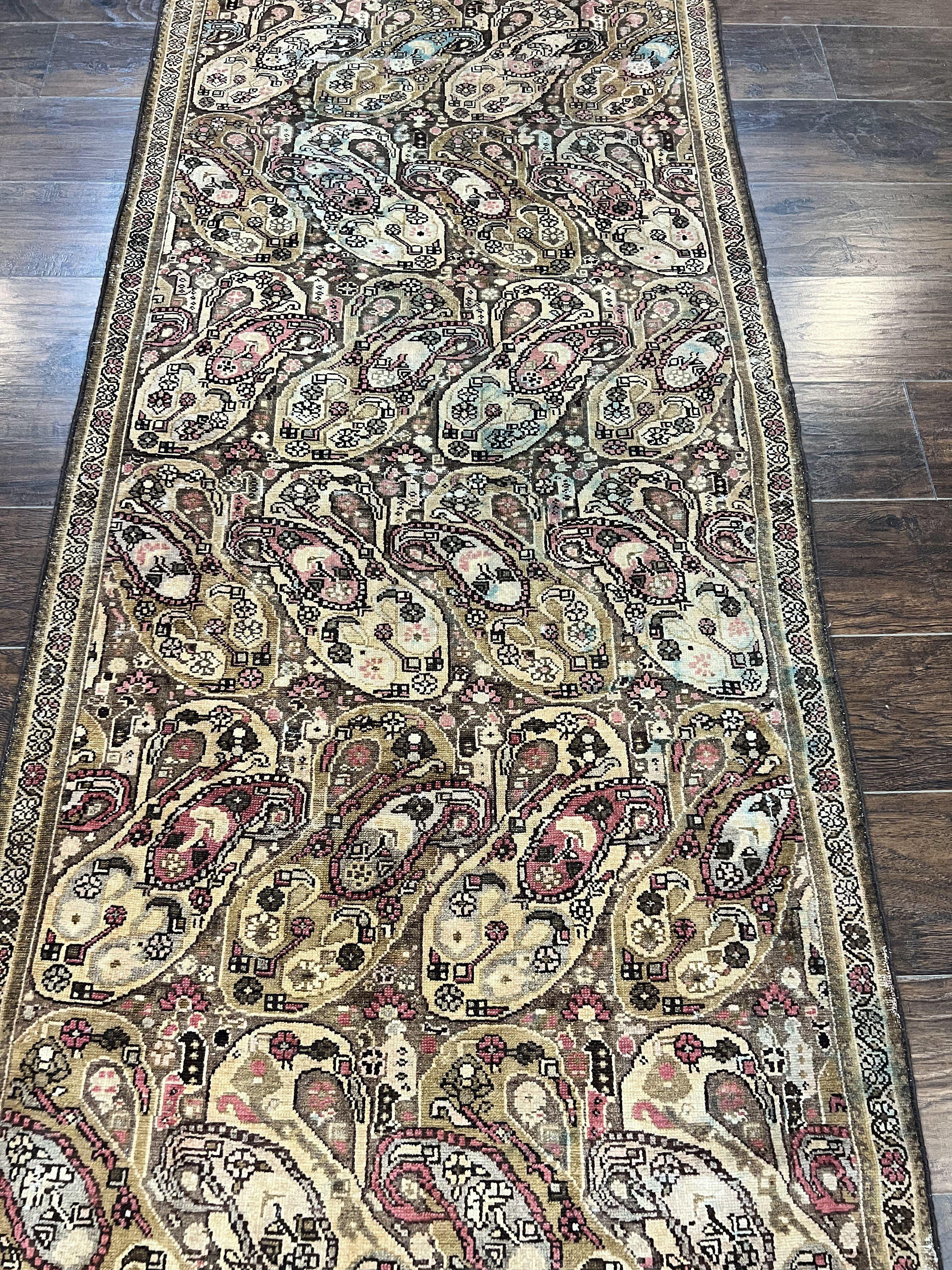 Antique Persian Malayer Runner Rug 3x16, Repeated Boteh Paisley Design, Rare Rug, 1920s Antique Oriental Carpet, Wool Handmade Hand Knotted 3 x 16 ft Rug - Jewel Rugs