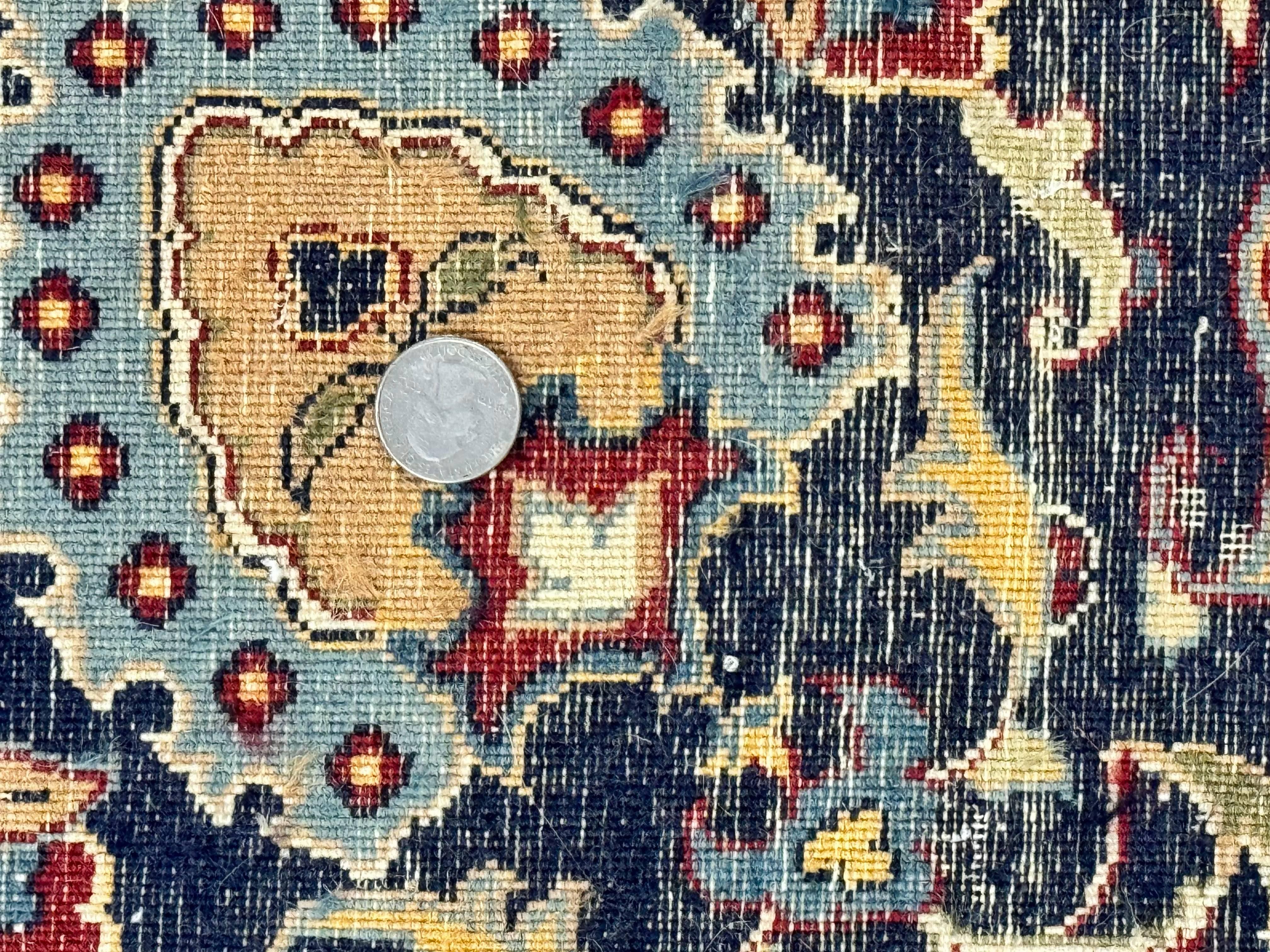 Pak Persian Rug 9x12, Red and Navy Blue, Floral Allover, Hand Knotted Vintage Wool Carpet, Fine 260 KPSI - Jewel Rugs