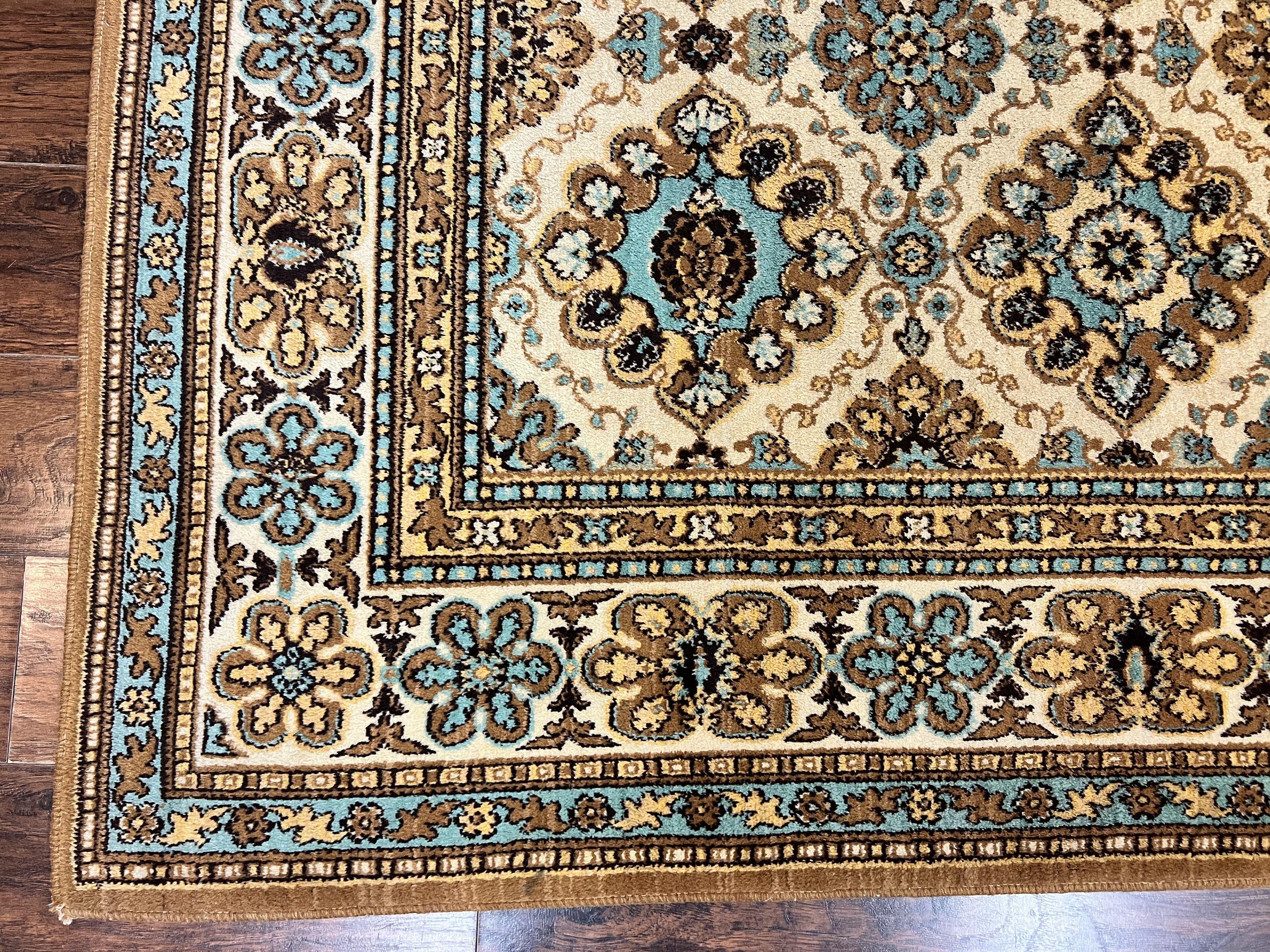 Belgium Power Loomed Rug 10x13, Colorful Multicolor Cream Red Blue, Wool, Large Area Rug, Vintage, Room Sized Carpet - Jewel Rugs