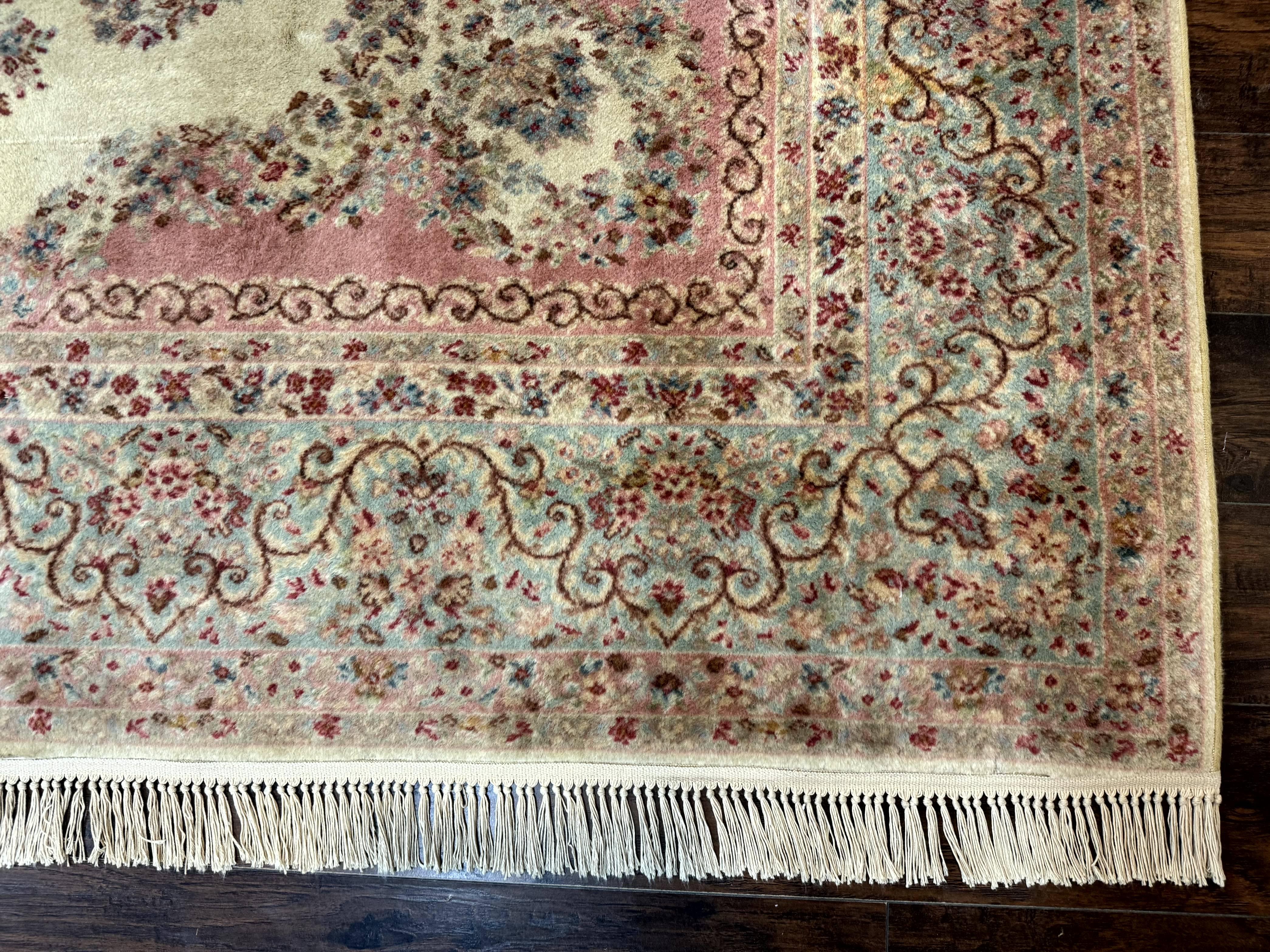 Karastan Rug 8.8 x 12, Pastel Ivory Kirman Rug #784, Wool Karastan Carpet, Original 700 Series, Vintage Karastan Area Rug, Discontinued - Jewel Rugs