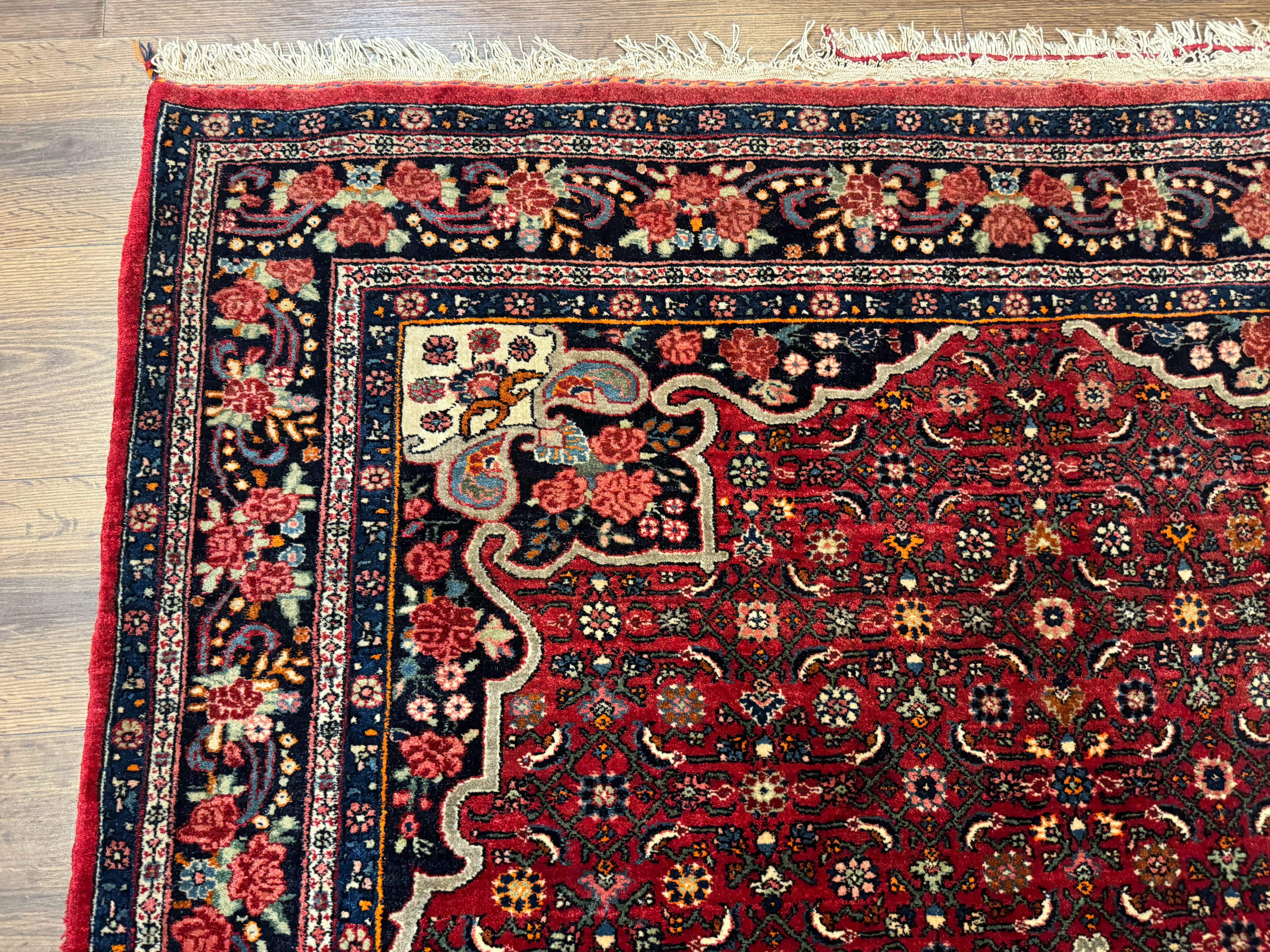 Antique Persian Rug 5x7, Red, Fine 260 KPSI, Bidjar Carpet - Jewel Rugs