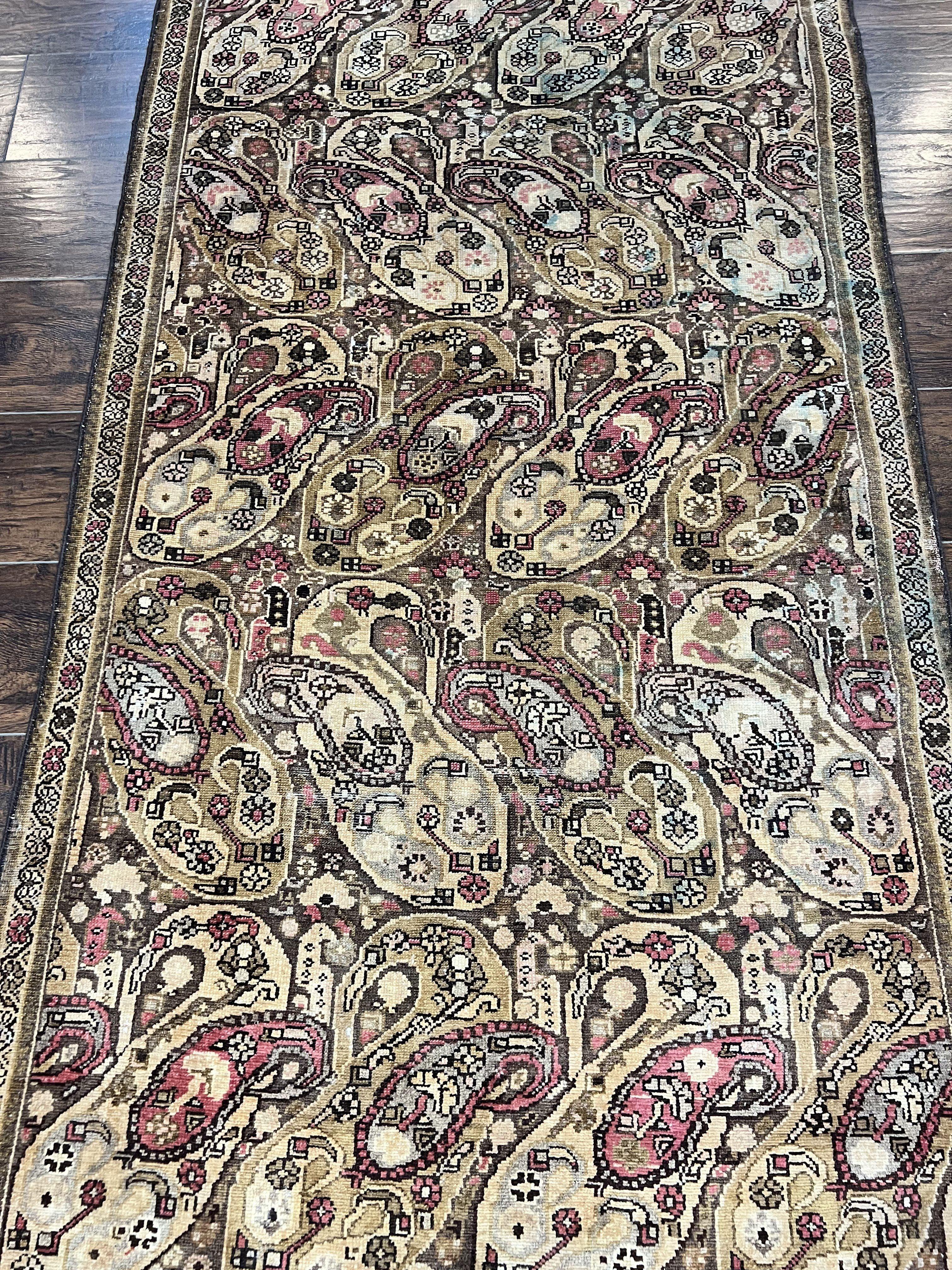 Antique Persian Malayer Runner Rug 3x16, Repeated Boteh Paisley Design, Rare Rug, 1920s Antique Oriental Carpet, Wool Handmade Hand Knotted 3 x 16 ft Rug - Jewel Rugs