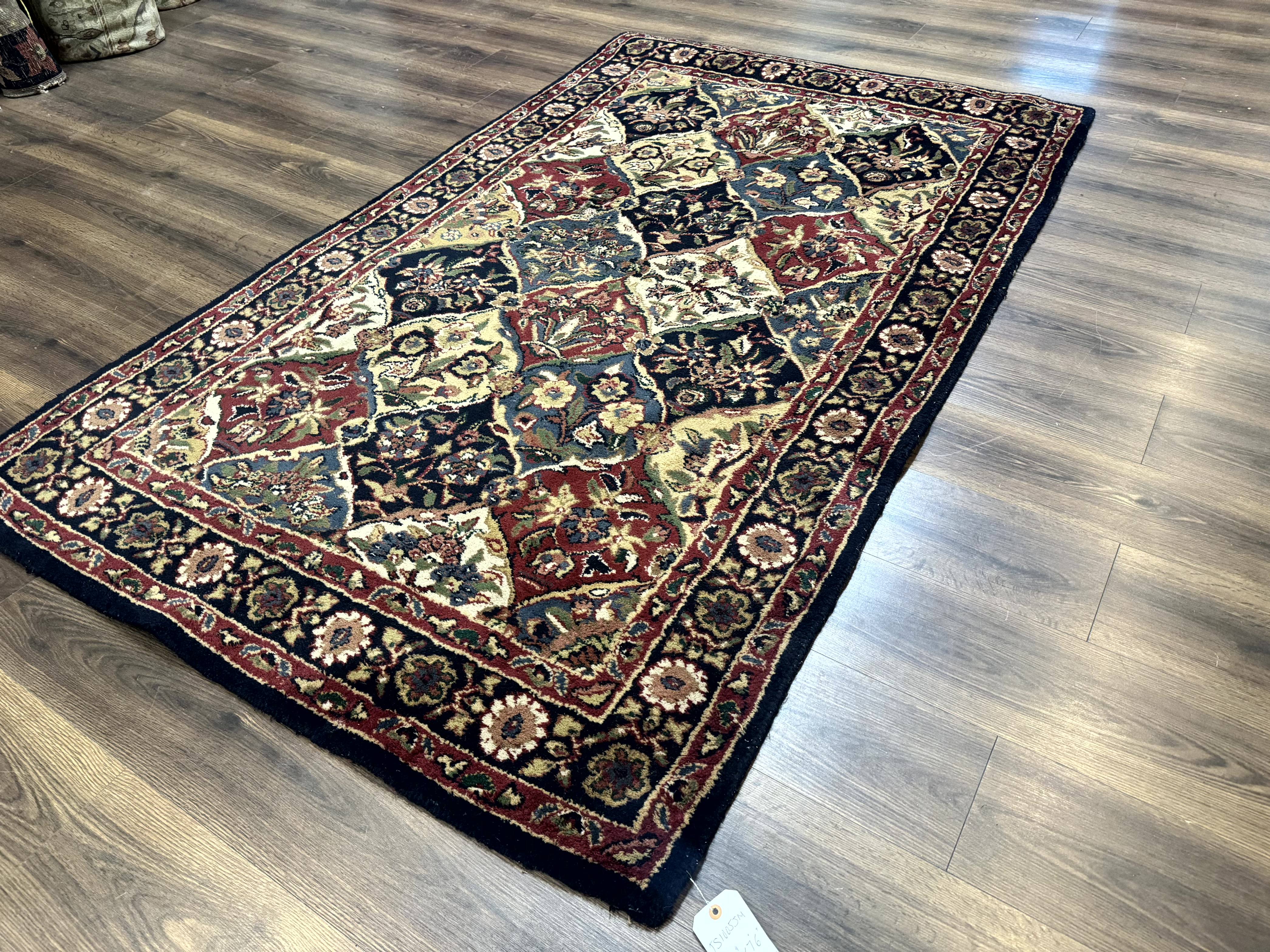 Panel Design Wool Rug 5x8 Multicolor Hand Tufted Vintage Carpet - Jewel Rugs