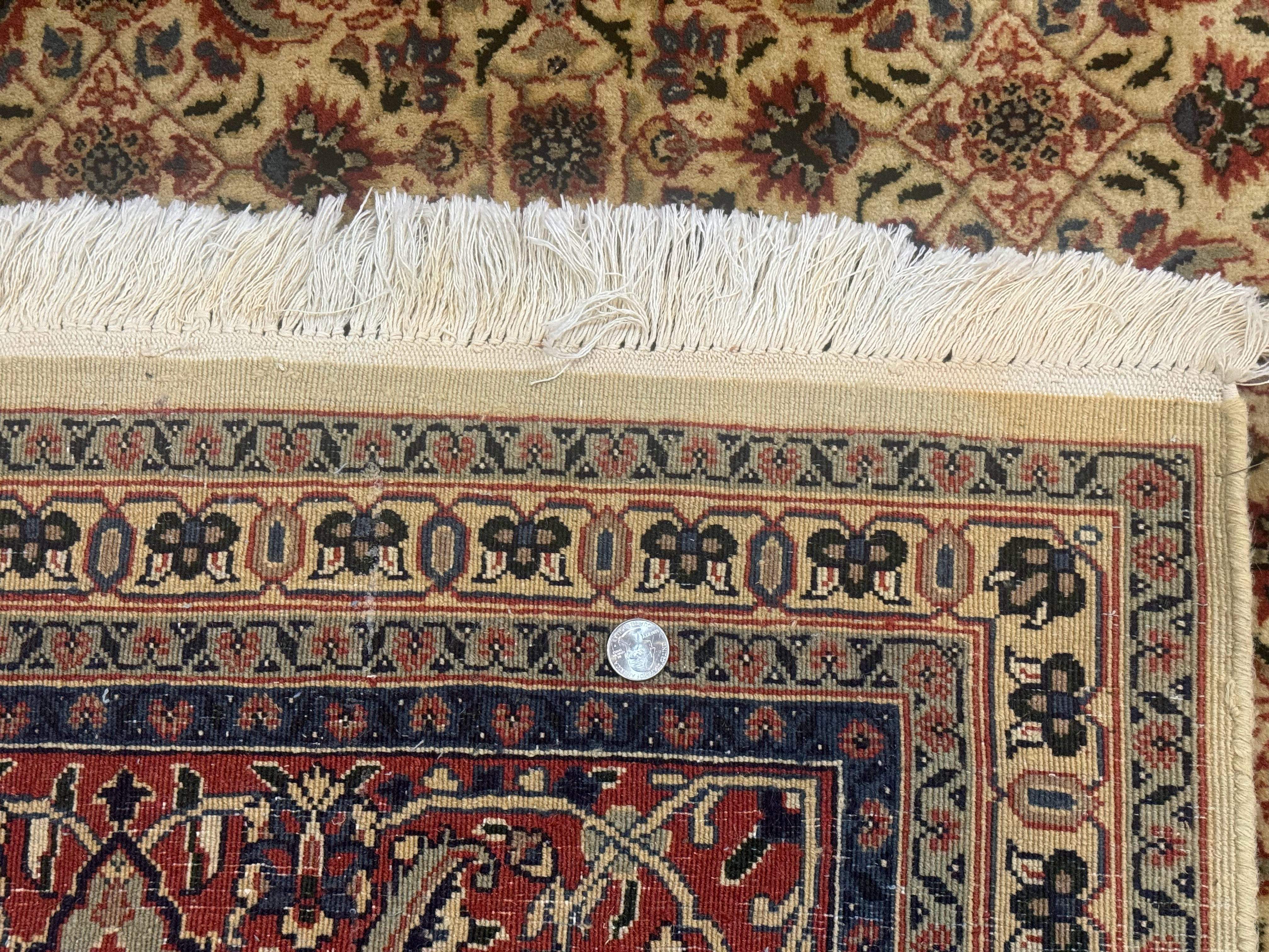 Indo Persian Rug 9x12, Beige and Rust Red, Fine, Allover Pattern, Wool Hand Knotted - Jewel Rugs