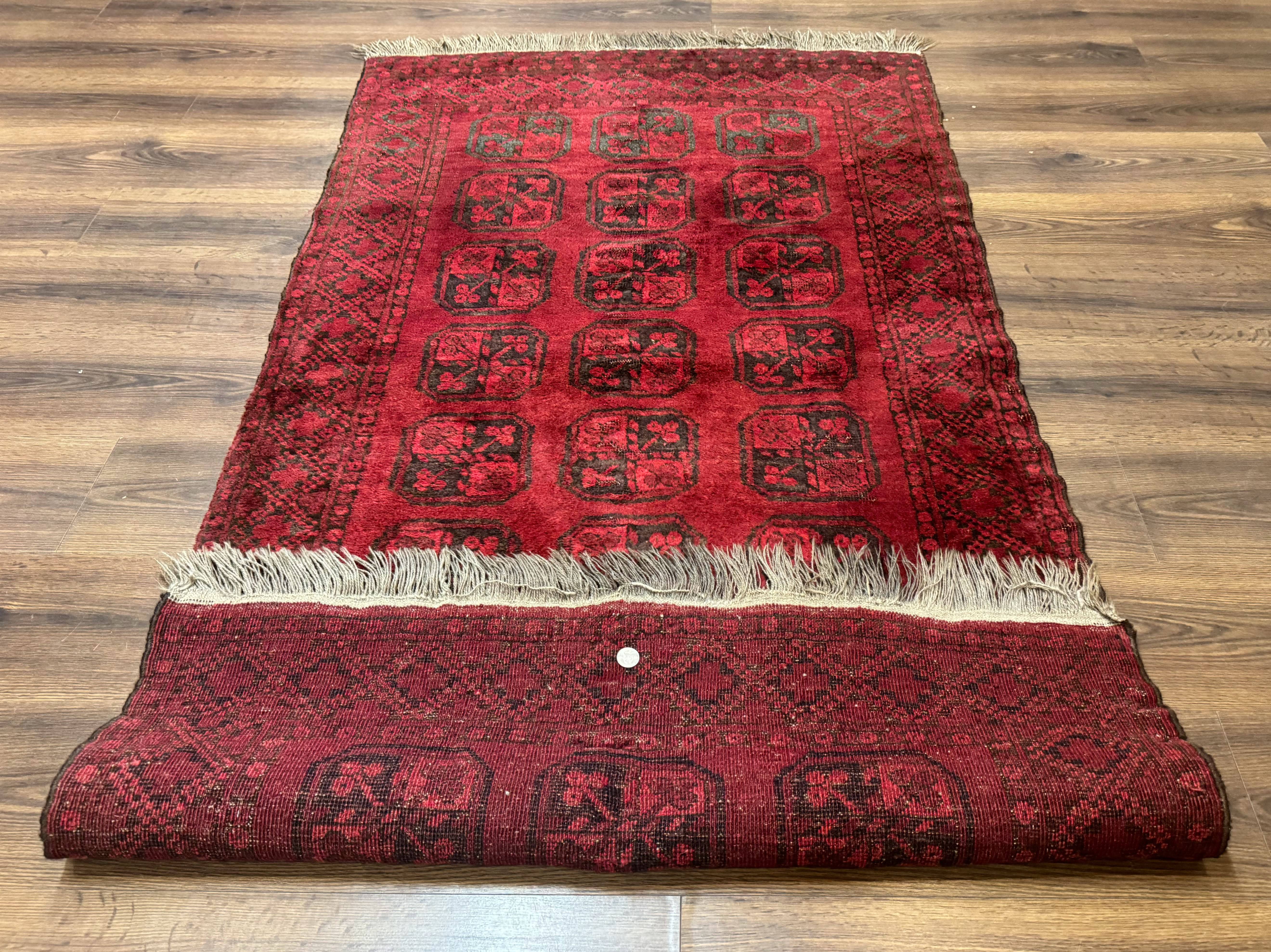 Afghan Turkoman Bokhara Bashir Rug 3x6, Red - Jewel Rugs