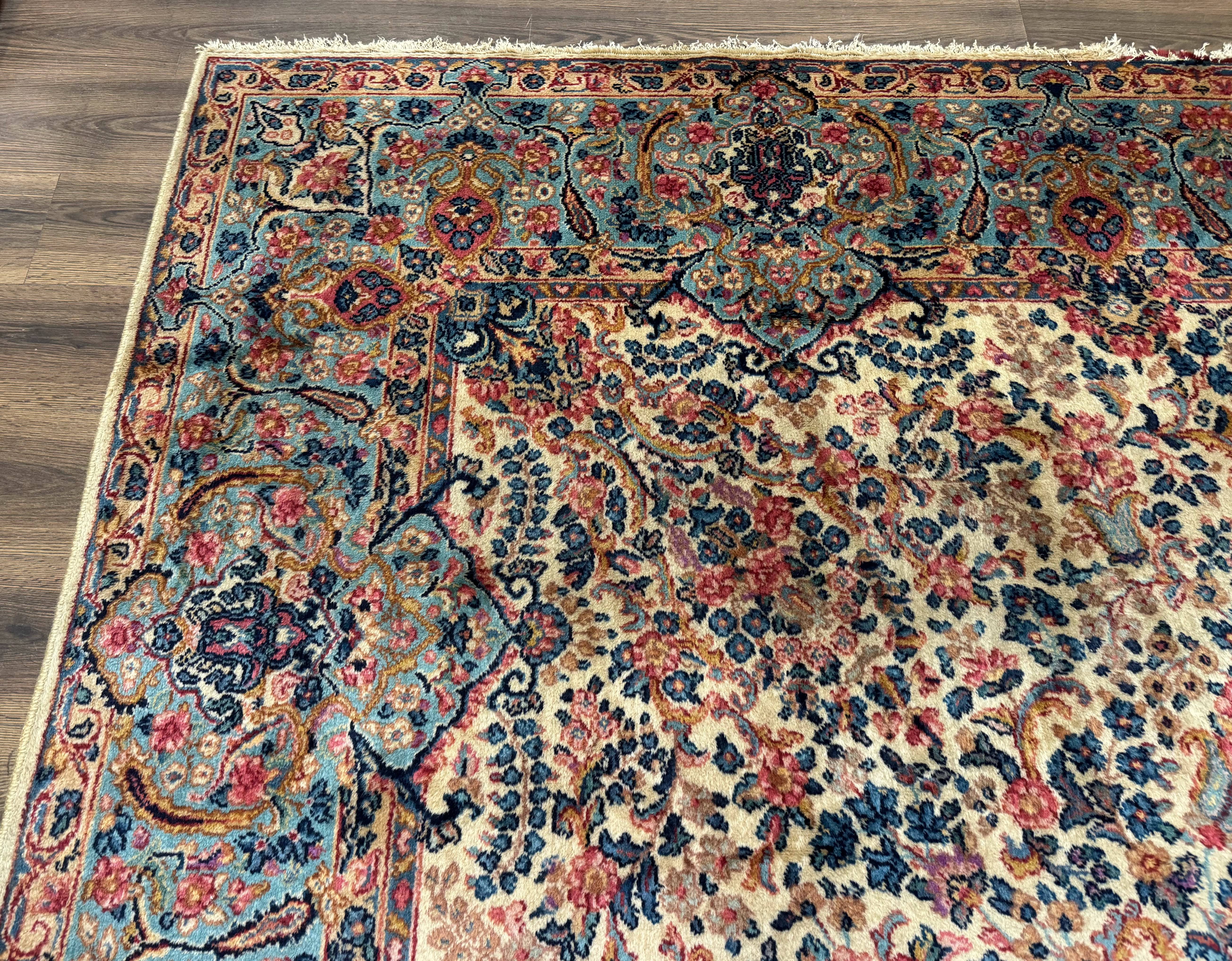 Antique Karastan Floral Kirman Rug 10x14, Wool Discontinued Karastan Carpet - Jewel Rugs