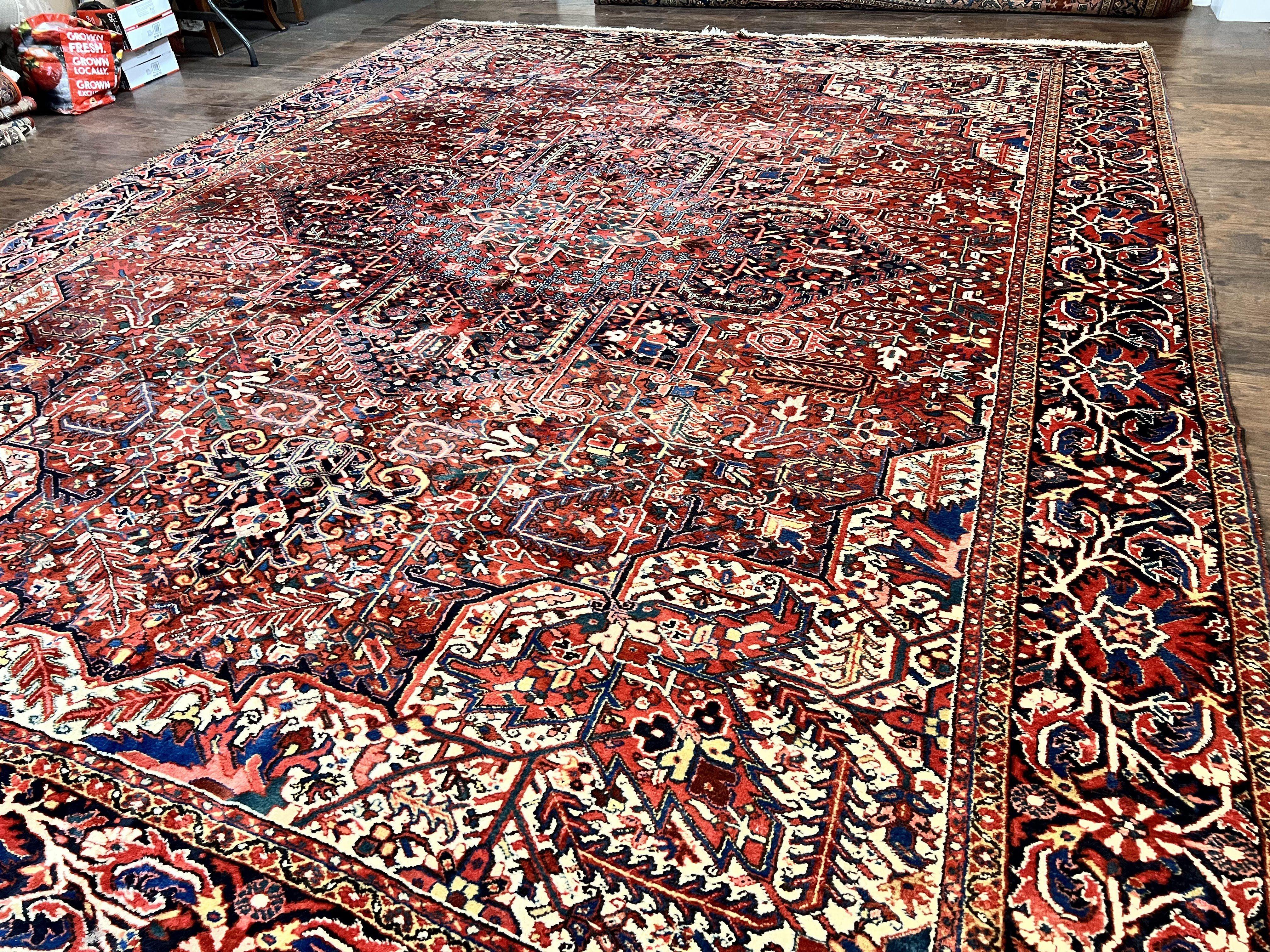 Large Persian Heriz Rug 11x15, Geometric Palace Size Carpet - Jewel Rugs