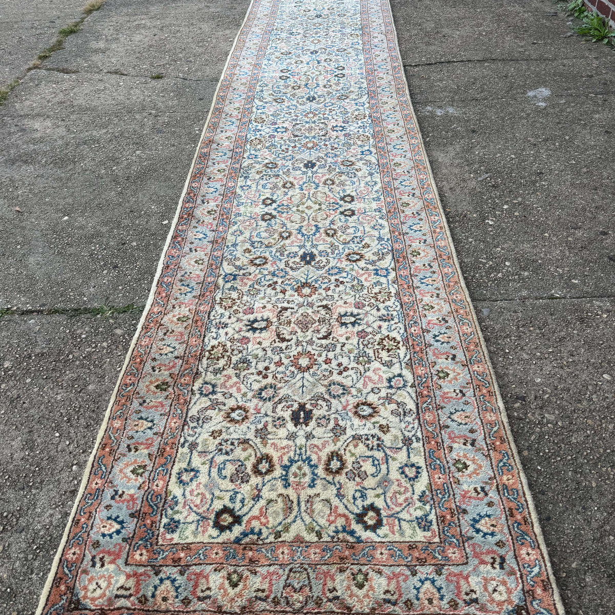 Indo Persian Long Runner Rug 3 x 25 ft, Ivory, Hand Knotted – Jewel Rugs