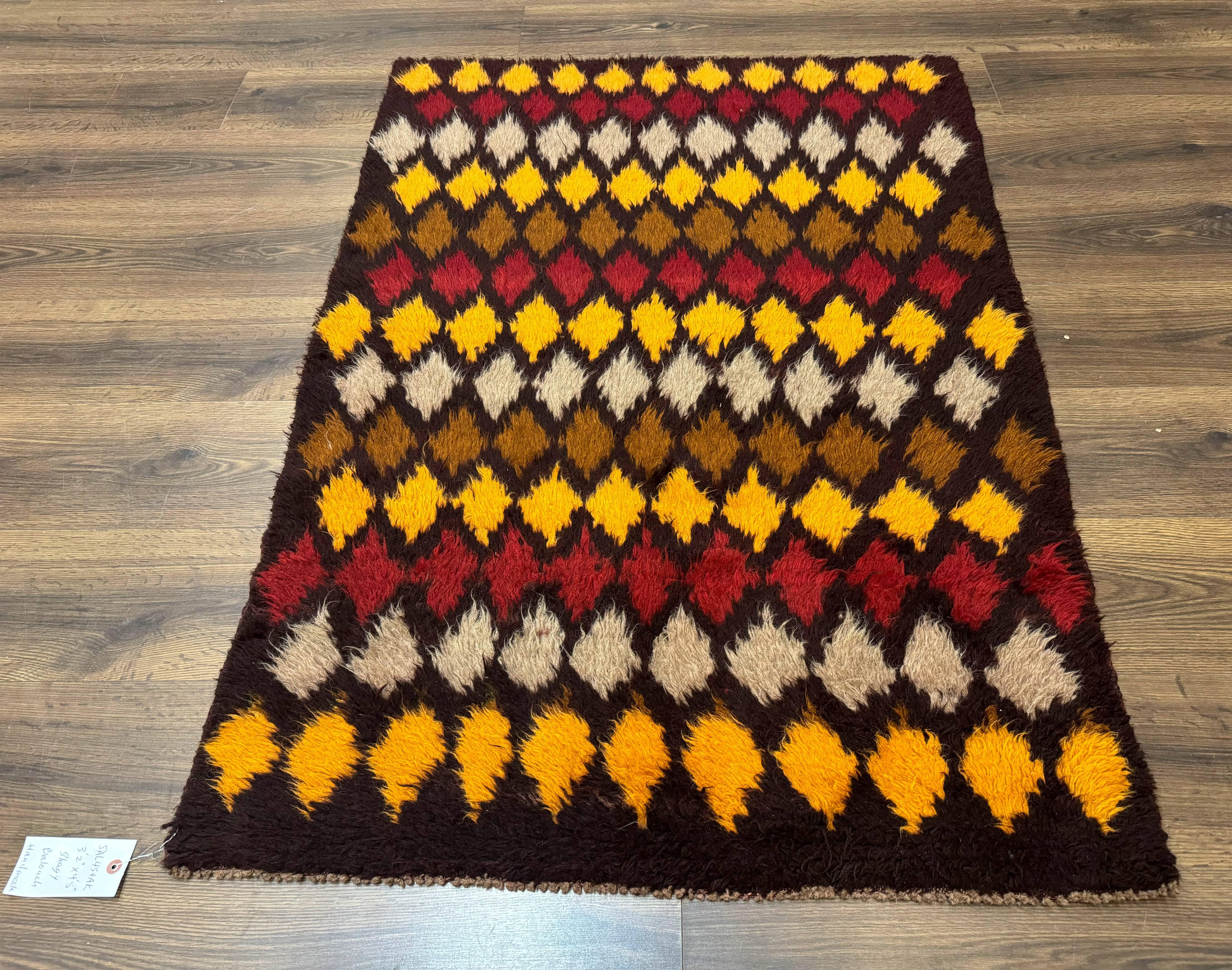 Shaggy Balouch Rug 3x4, Tribal Rug, Afghan Rug, Brown, Multicolor - Jewel Rugs