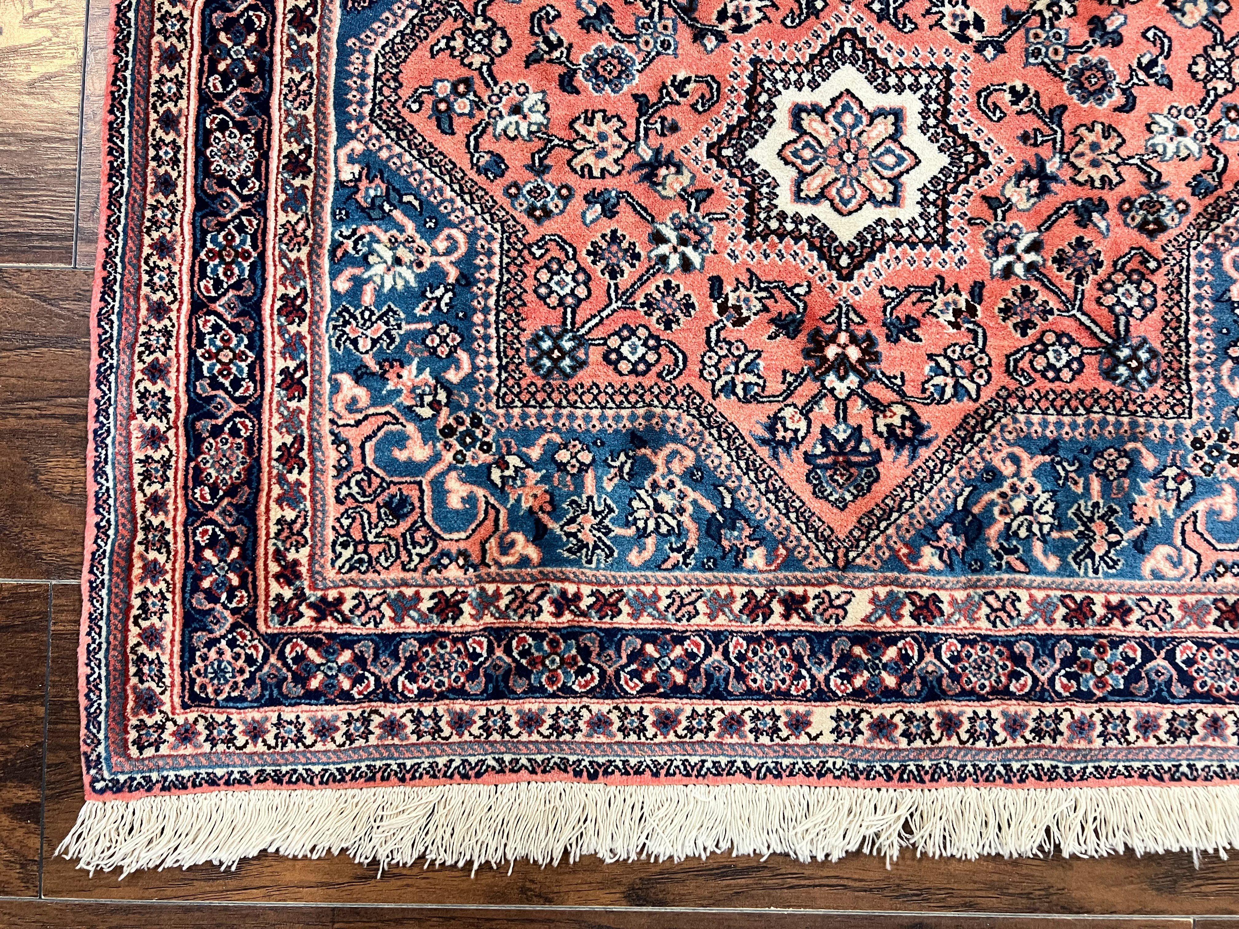Persian Shiraz Rug 3x5, Geometric Tribal Rug, Wool Hand Knotted Vintage Carpet, Light Red & Blue, Signed by Masterweaver - Jewel Rugs