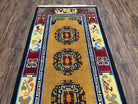 Vintage Chinese Art Deco Rug 3x6, Orange Dark Blue Maroon Chinese Peking Carpet, Asian Oriental Wool Rug, Bold Colors, Bedroom Rug, Hallway