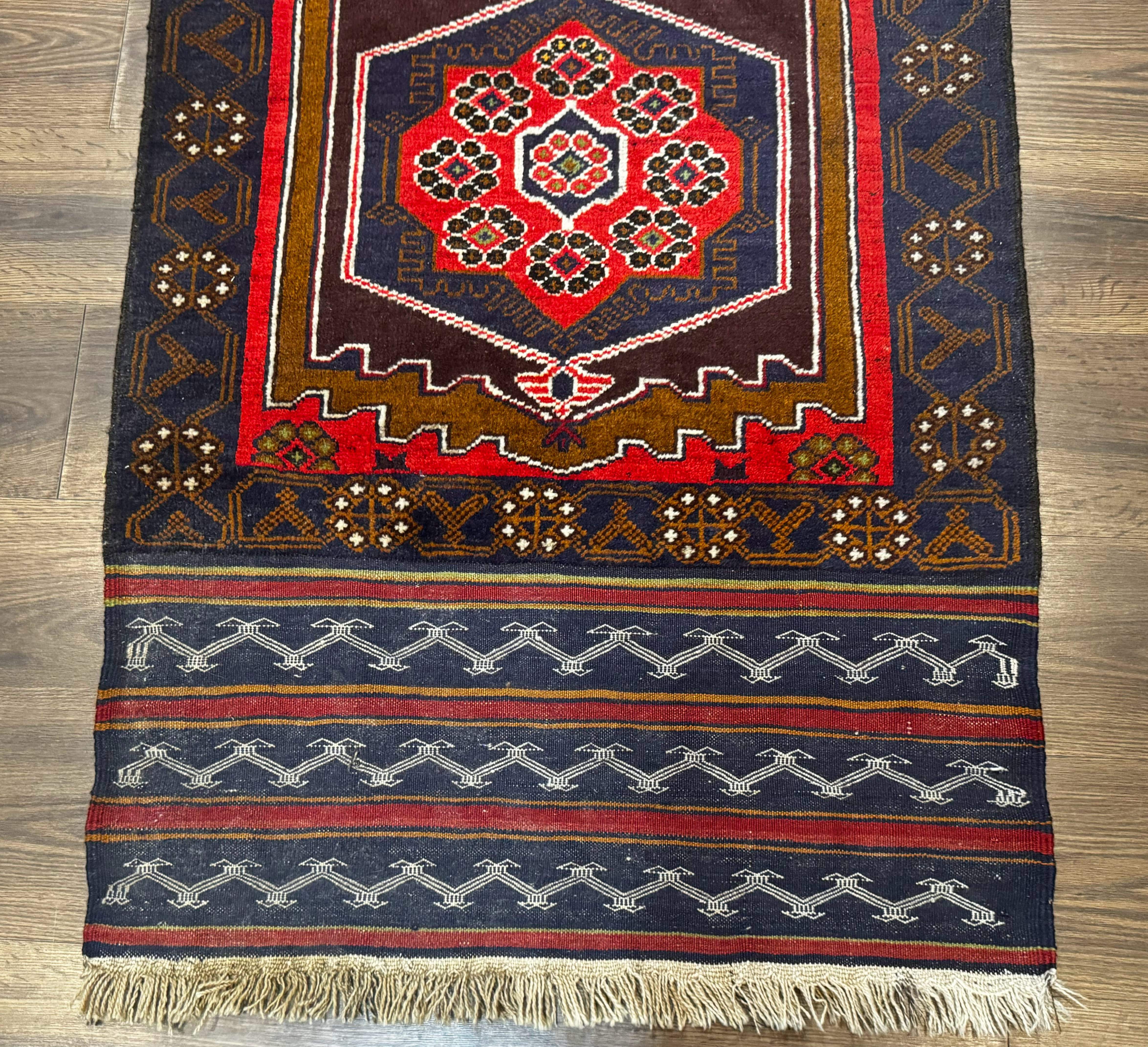 Afghan Rug 3x5, Tribal, Navy Blue, Wool, Handmade, Geometric, Rustic - Jewel Rugs