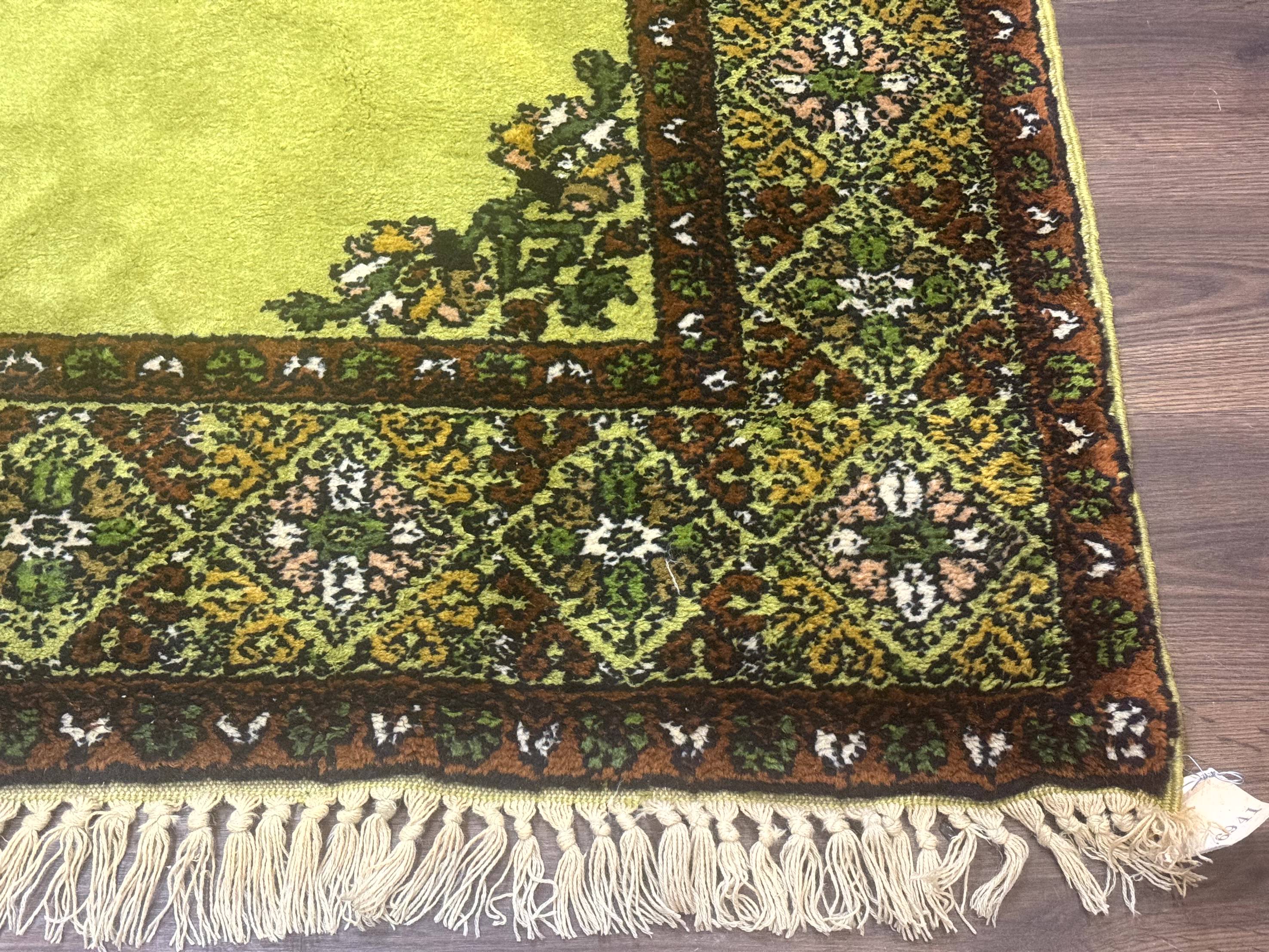Moroccan Rug 6x8, Semi Open Field, Vintage, Lime Green, Wool Carpet - Jewel Rugs