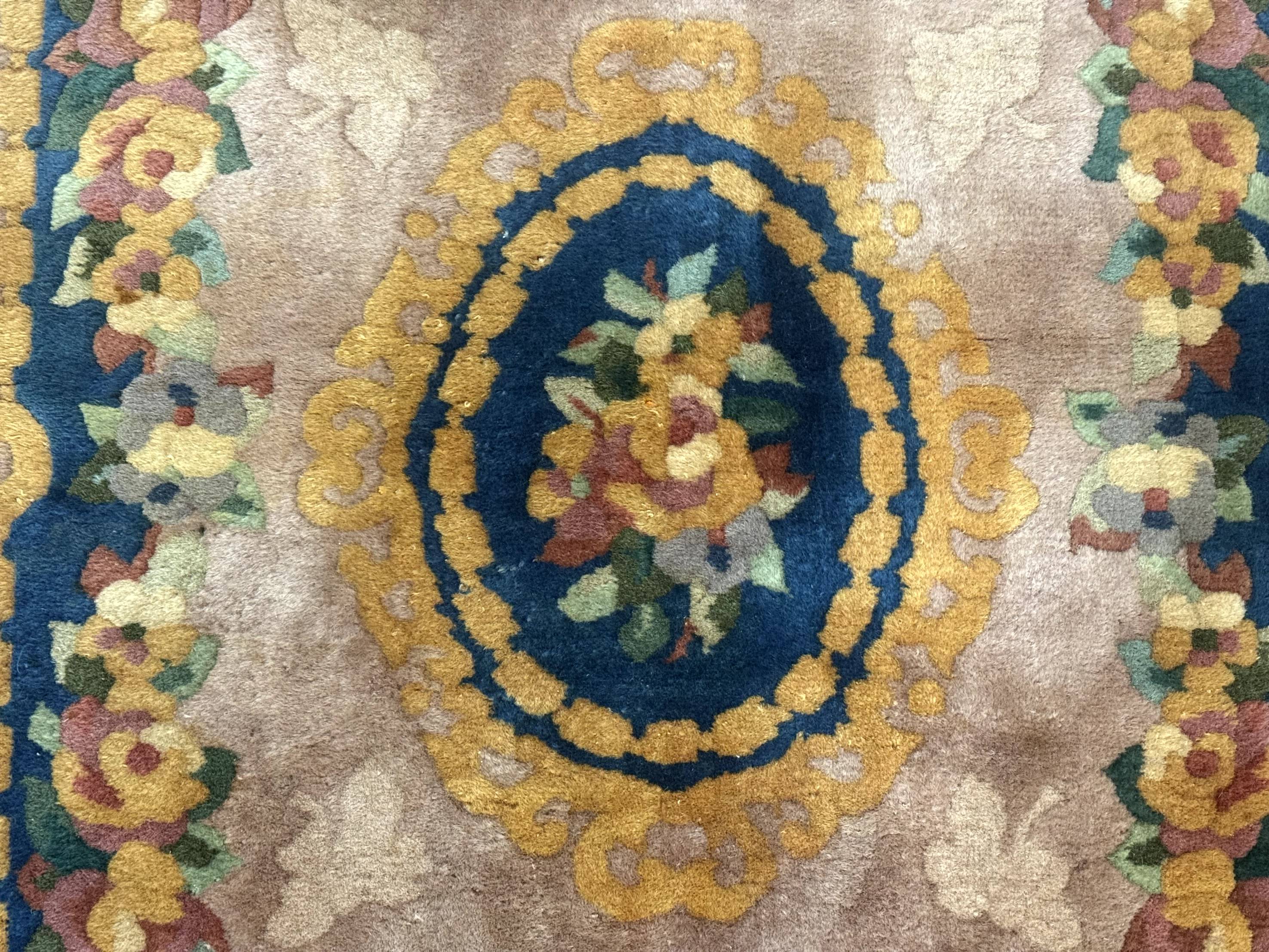 Chinese Wool Rug 3x5, Vintage 90 Line Carpet, Small Art Deco Rug - Jewel Rugs