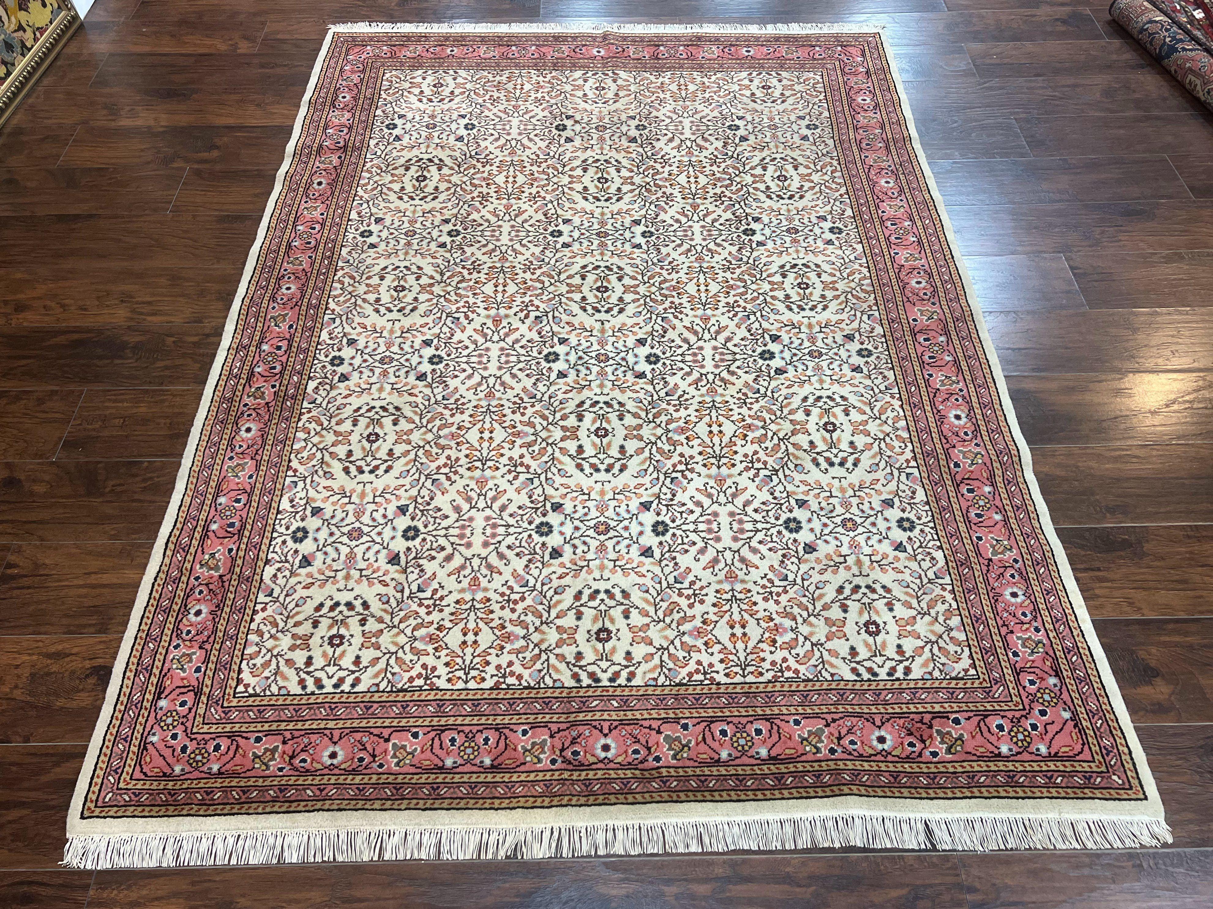 Turkish Rug 6x8, Kayseri Carpet, Handmade Vintage Wool Rug, Cream Multicolor, Allover Pattern - Jewel Rugs