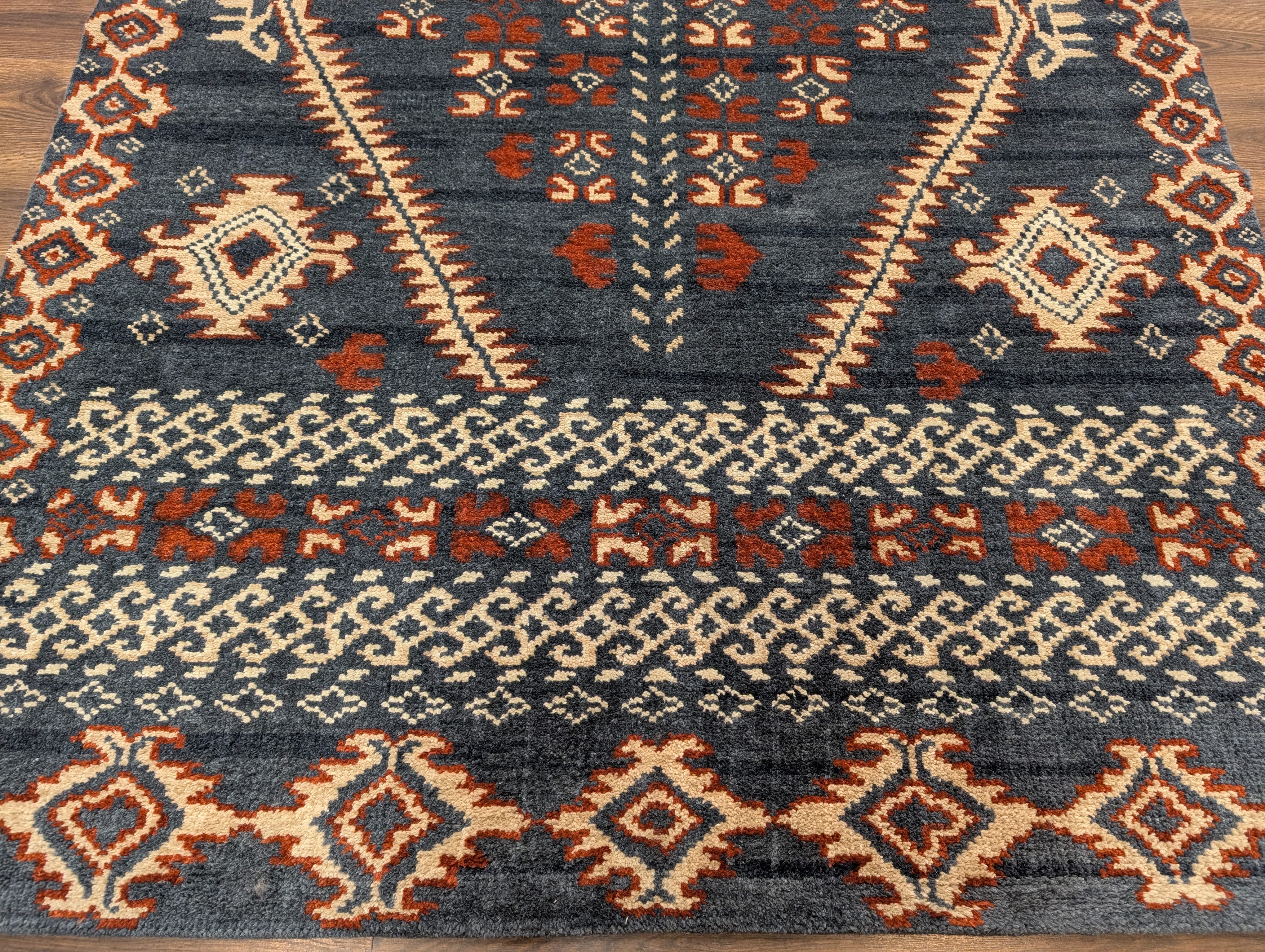 Indo Tibetan Rug 6x9, Hand-Knotted Wool Navajo Design Carpet - Jewel Rugs