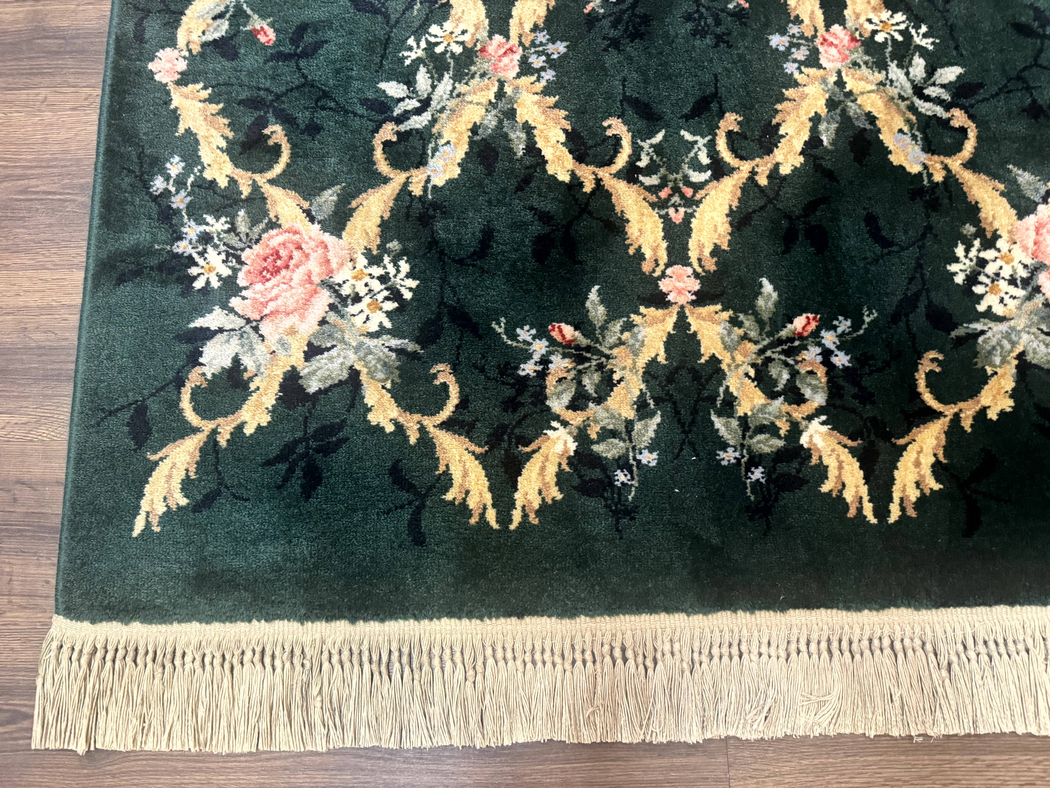 Karastan Garden of Eden Rug 4x6, Green Savonnerie 509/1733, Original Discontinued Vintage Karastan Carpet - Jewel Rugs