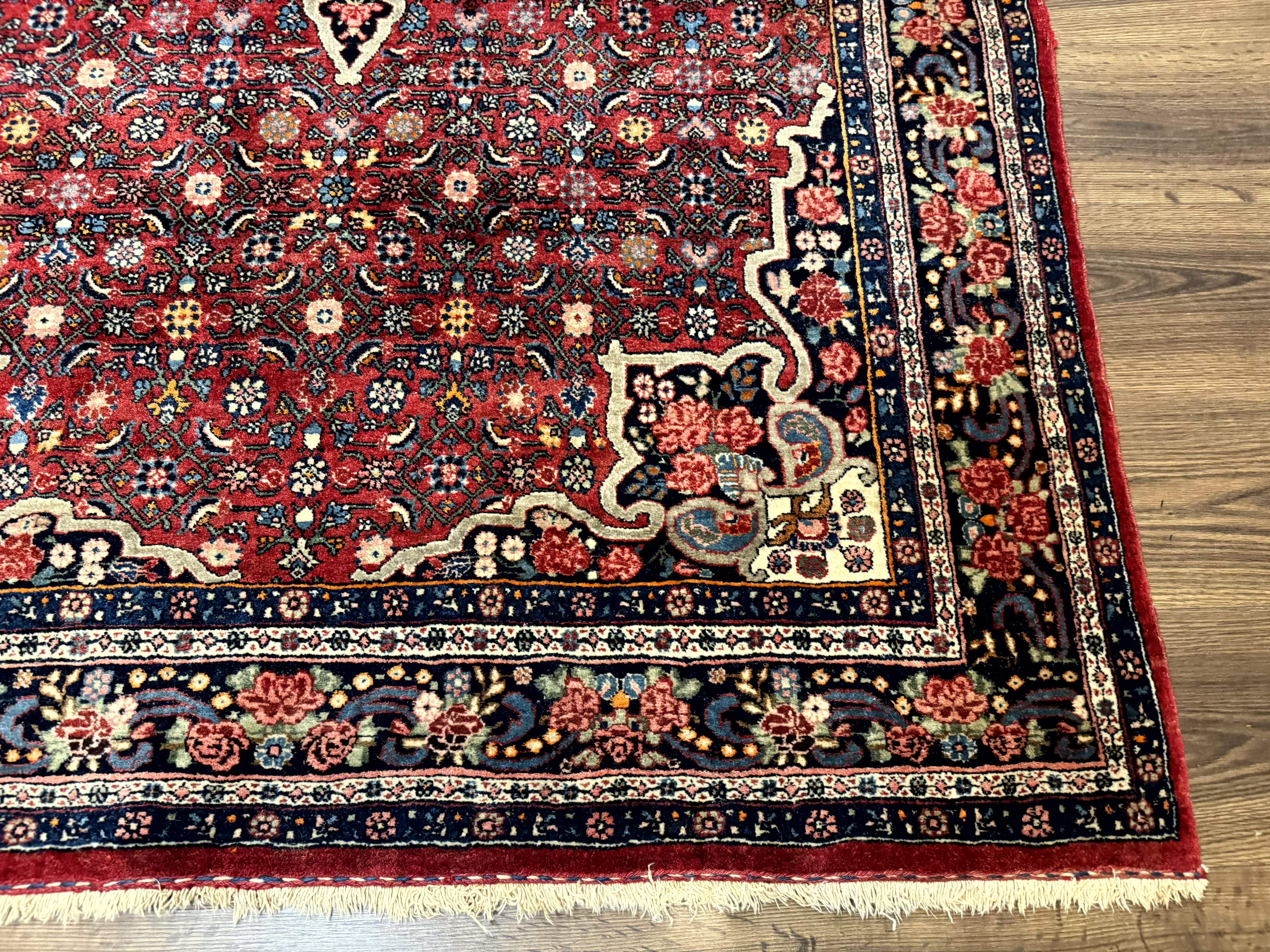 Antique Persian Rug 5x7, Red, Fine 260 KPSI, Bidjar Carpet - Jewel Rugs