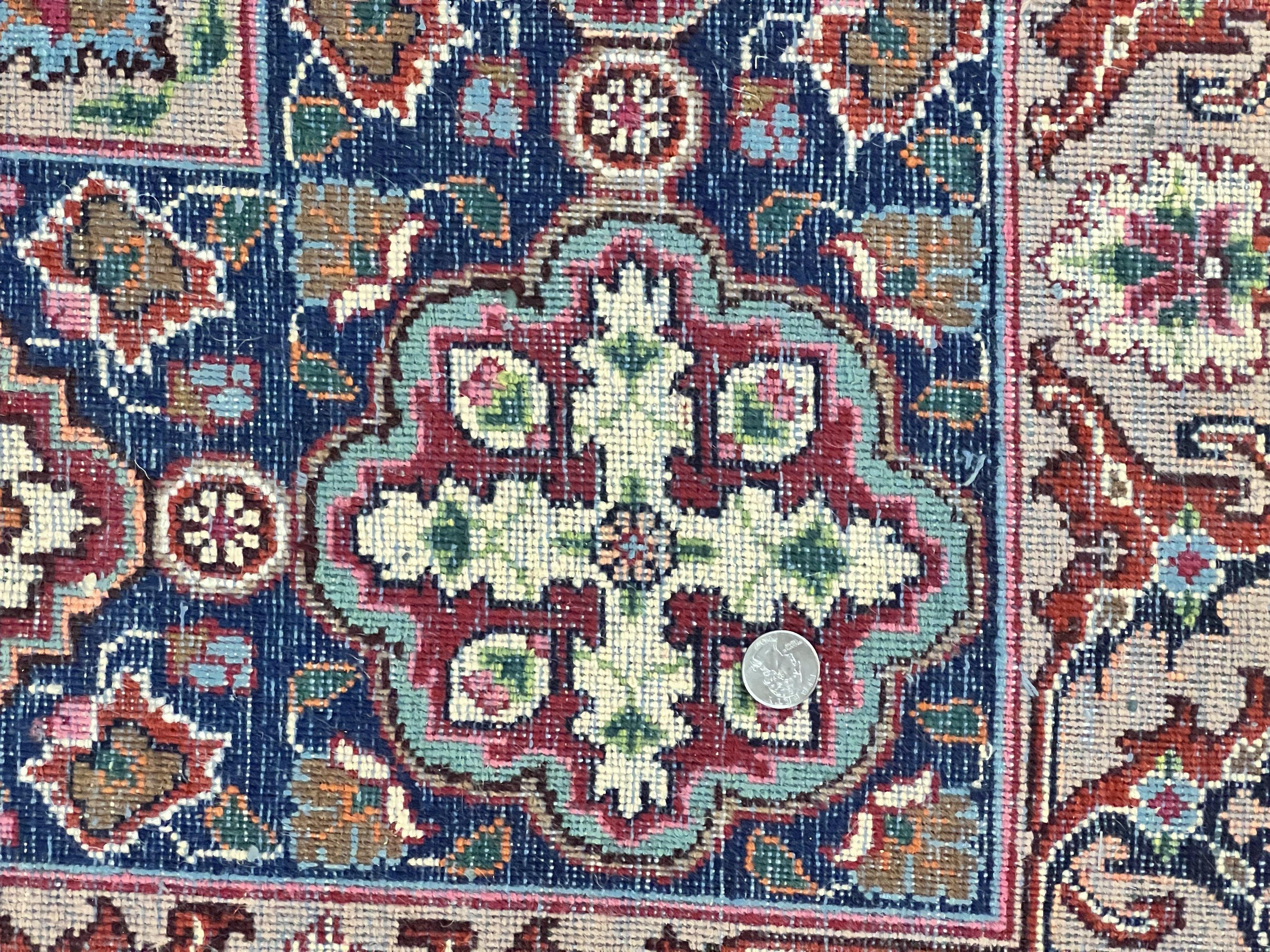 Signed Persian Mashad Rug 8x10, Wool Oriental Carpet, Semi Antique Rug, Hand Knotted, Traditional, Red, Floral Allover, - Jewel Rugs