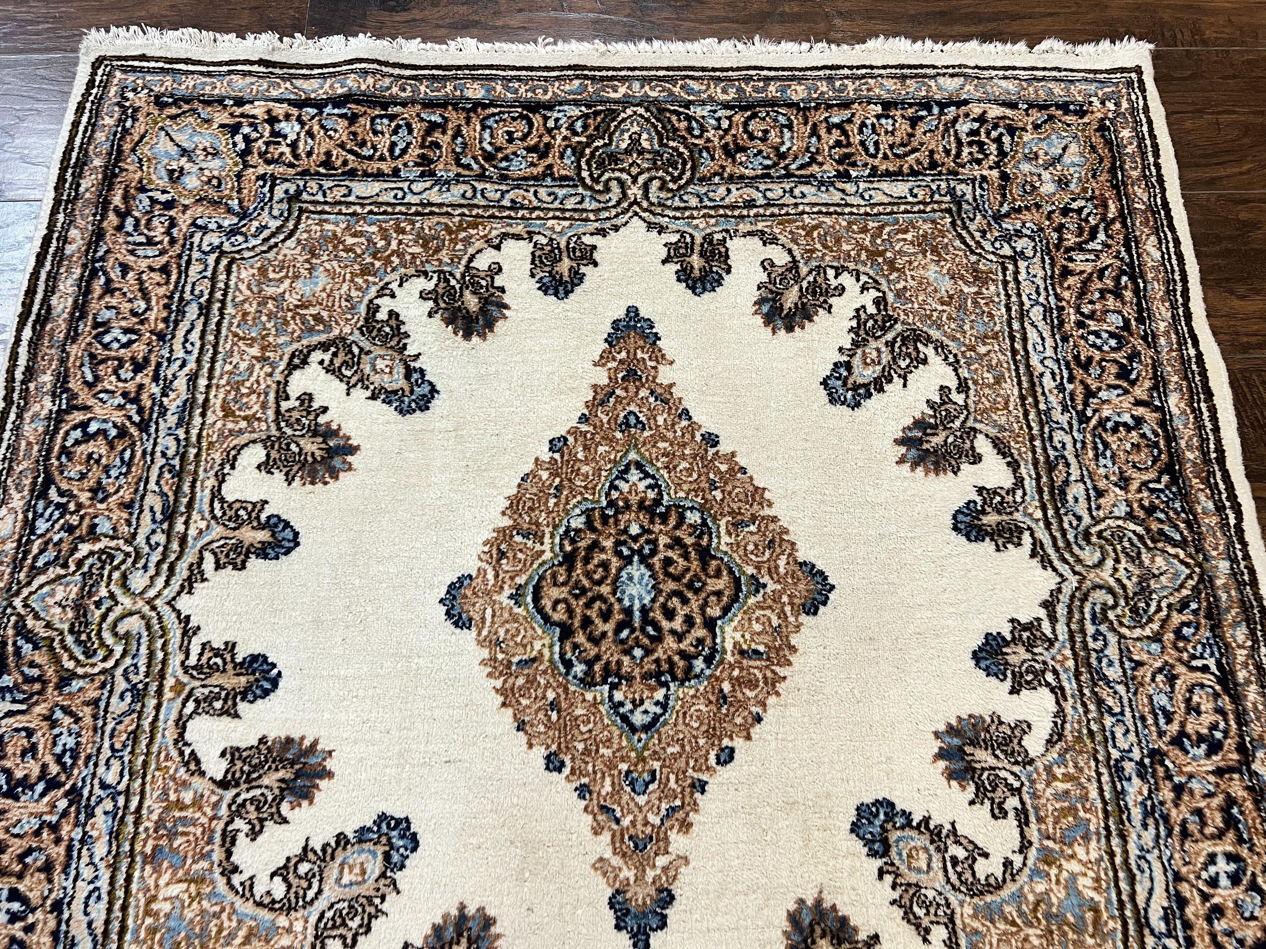 Square Persian Kirman Rug 4x4, Semi Open Field, Handmade - Jewel Rugs