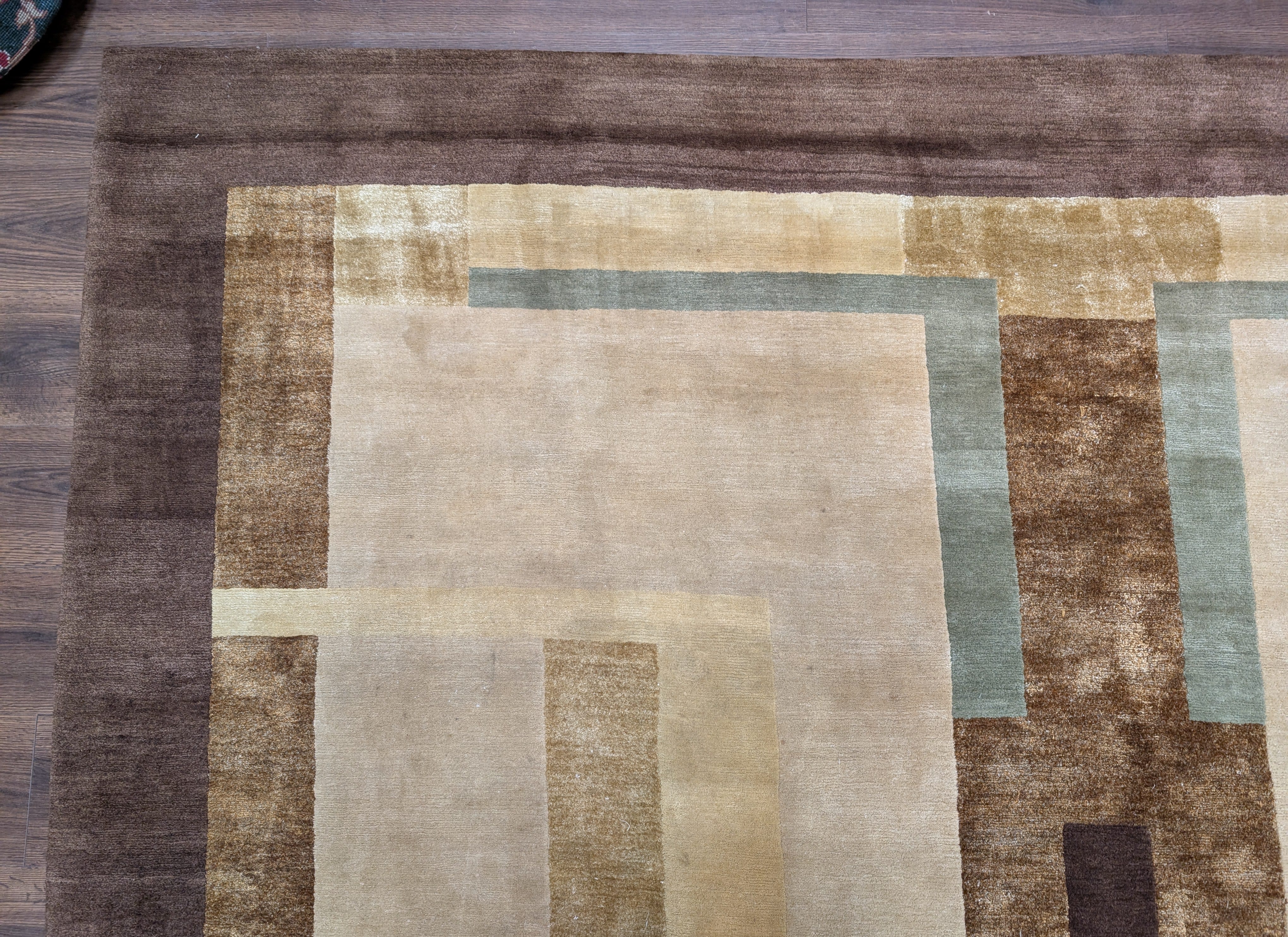 Modern Tibetan Rug 10x14, Wool, Thick Pile, Abstract Geometric, Handmade - Jewel Rugs