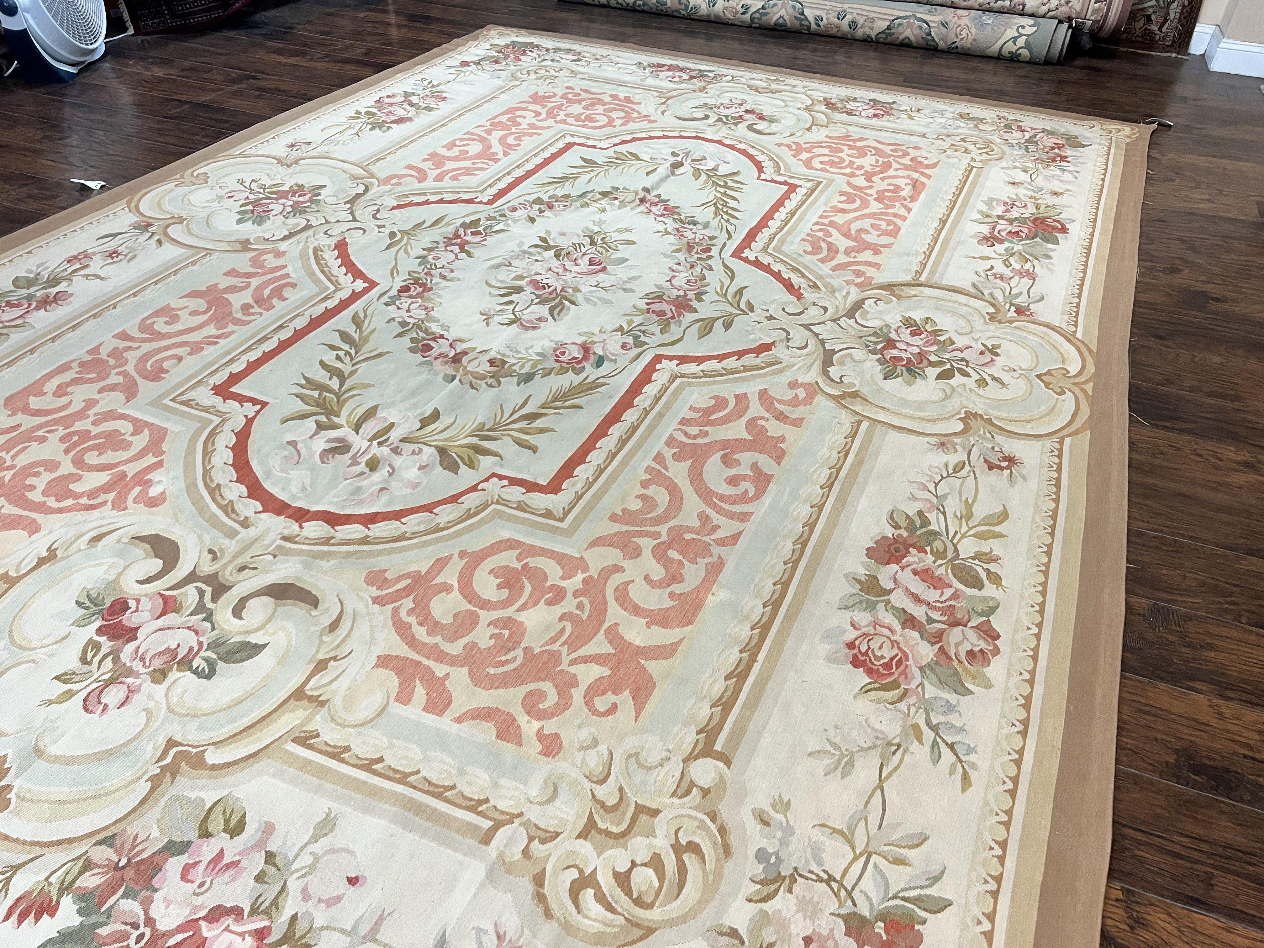 Aubusson Rug 10x14, Wool Handmade Vintage Carpet, Elegant French European Design Rug, Large Room Sized Aubusson Rug, Stark Carpet - Jewel Rugs
