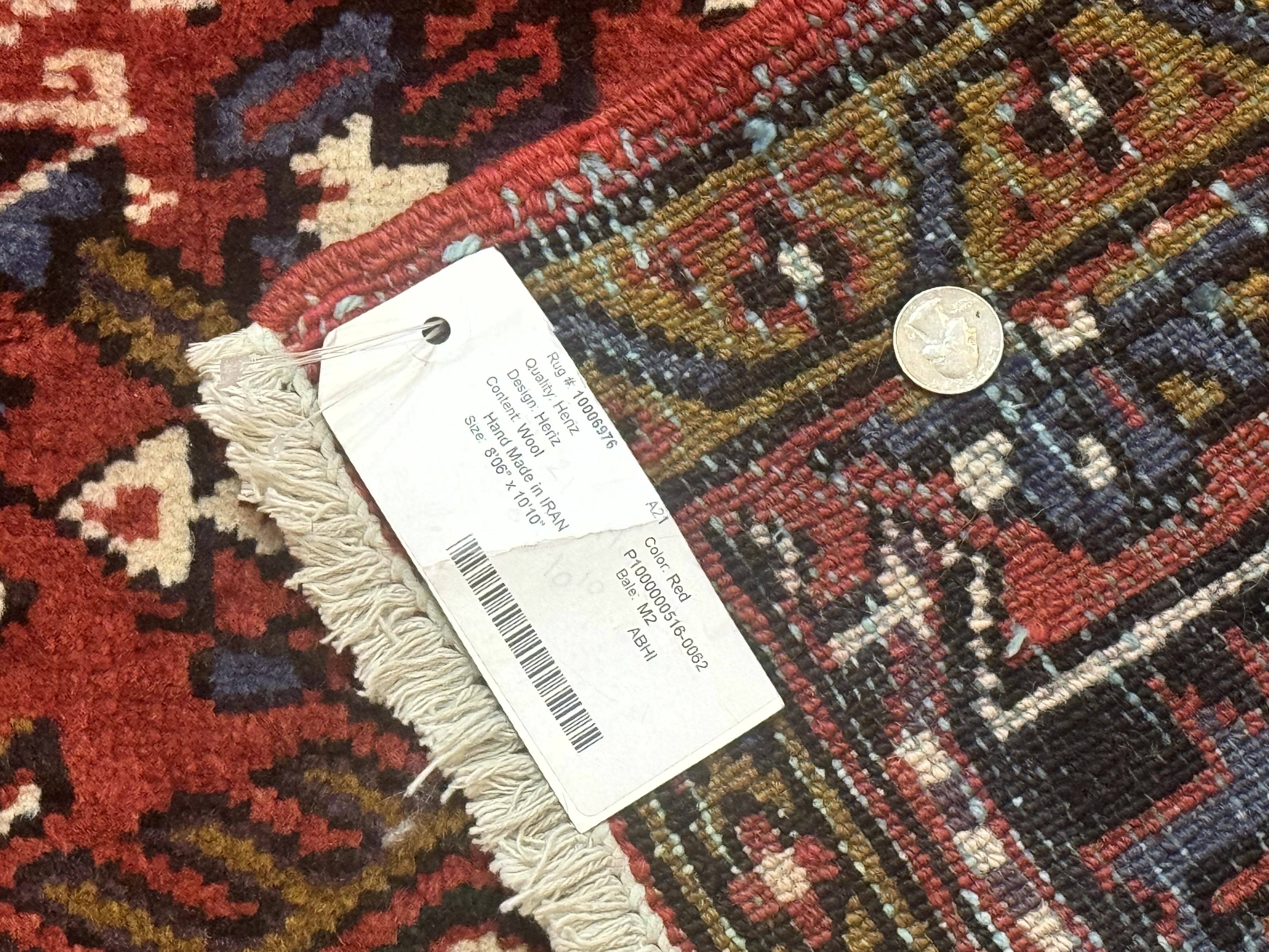 Persian Heriz Rug 8.6 x 11, Geometric Design, Red, Vintage - Jewel Rugs