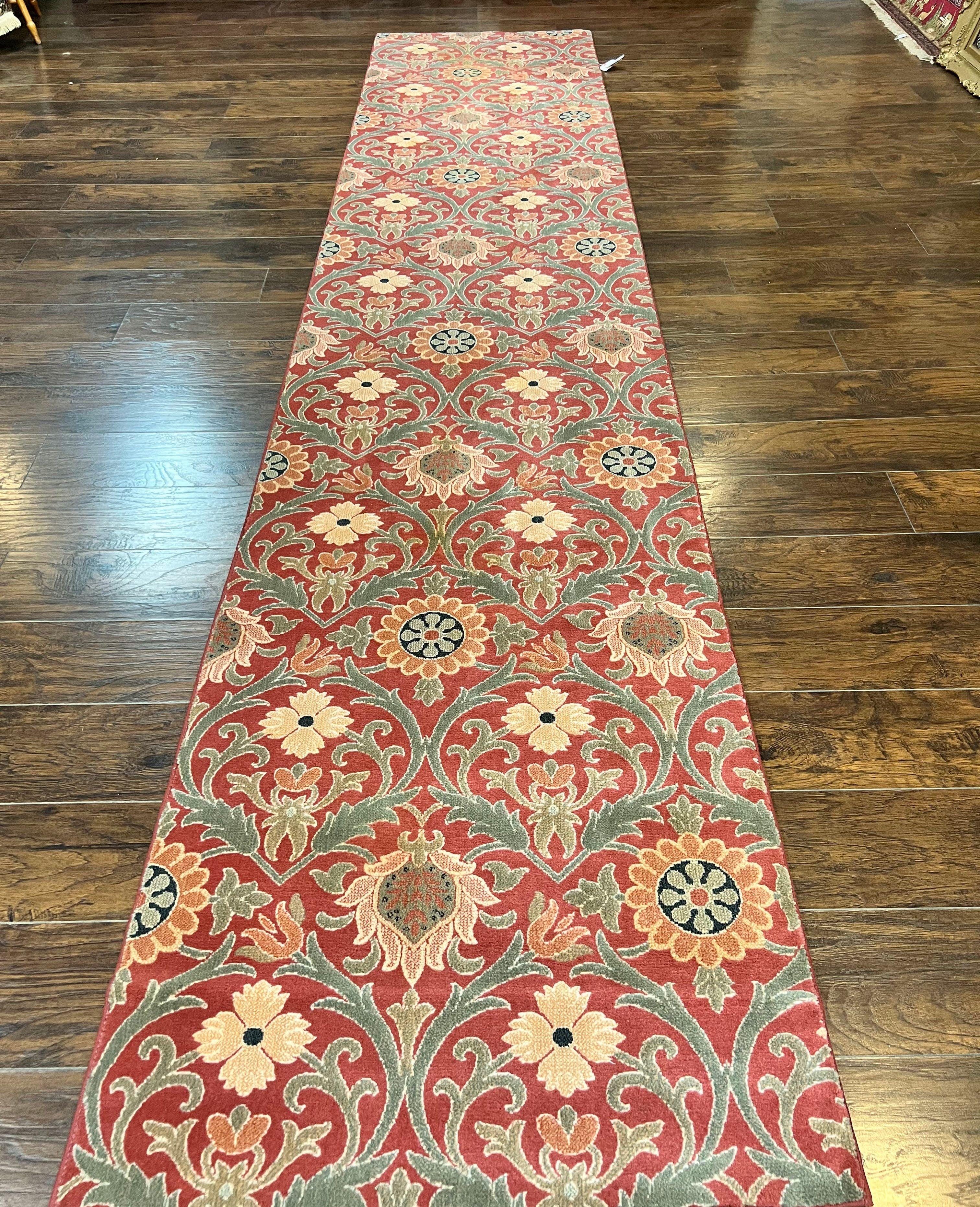 Runner Rug 3 x 14.7, Long Hallway Rug, Wool, Power Loomed, Contemporary, Floral - Jewel Rugs