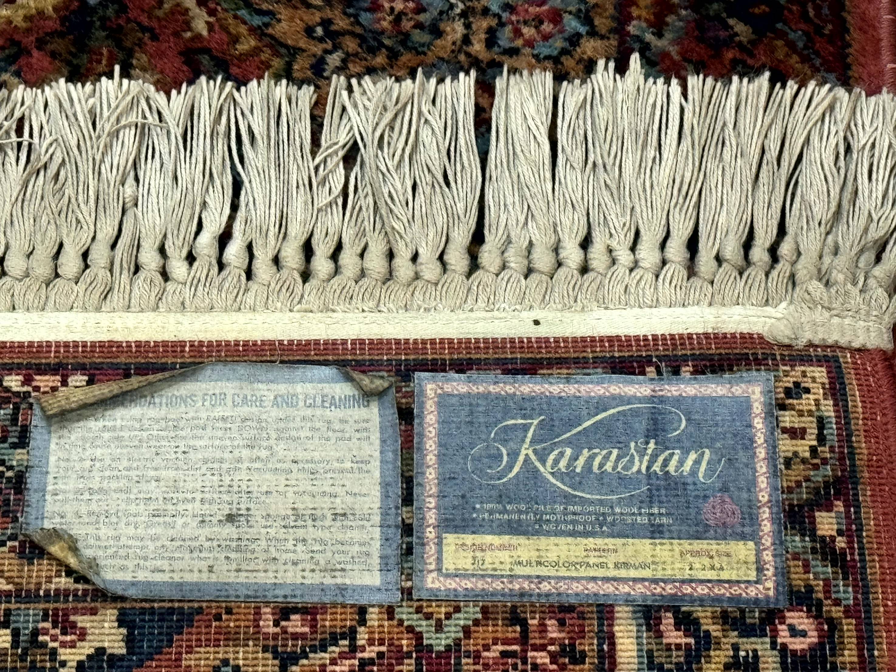 Karastan Rug 2x4 Multicolor Panel Kirman #717, Original 700 Series, Wool Pile Vintage Discontinued - Jewel Rugs