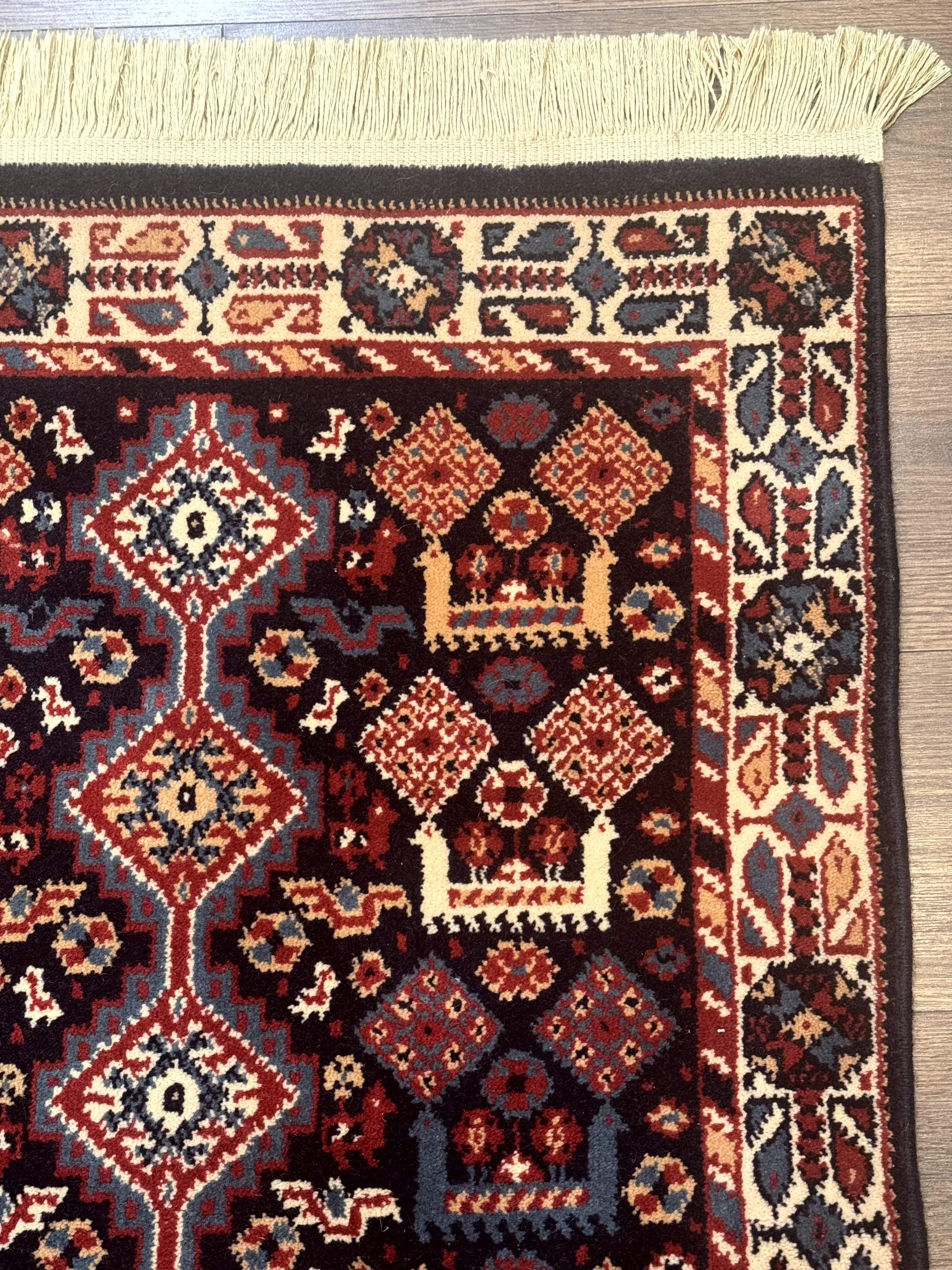 Small Karastan Rug 3x4, Yuruk Collection, Wool, Tribal, Geometric, Navy Blue - Jewel Rugs