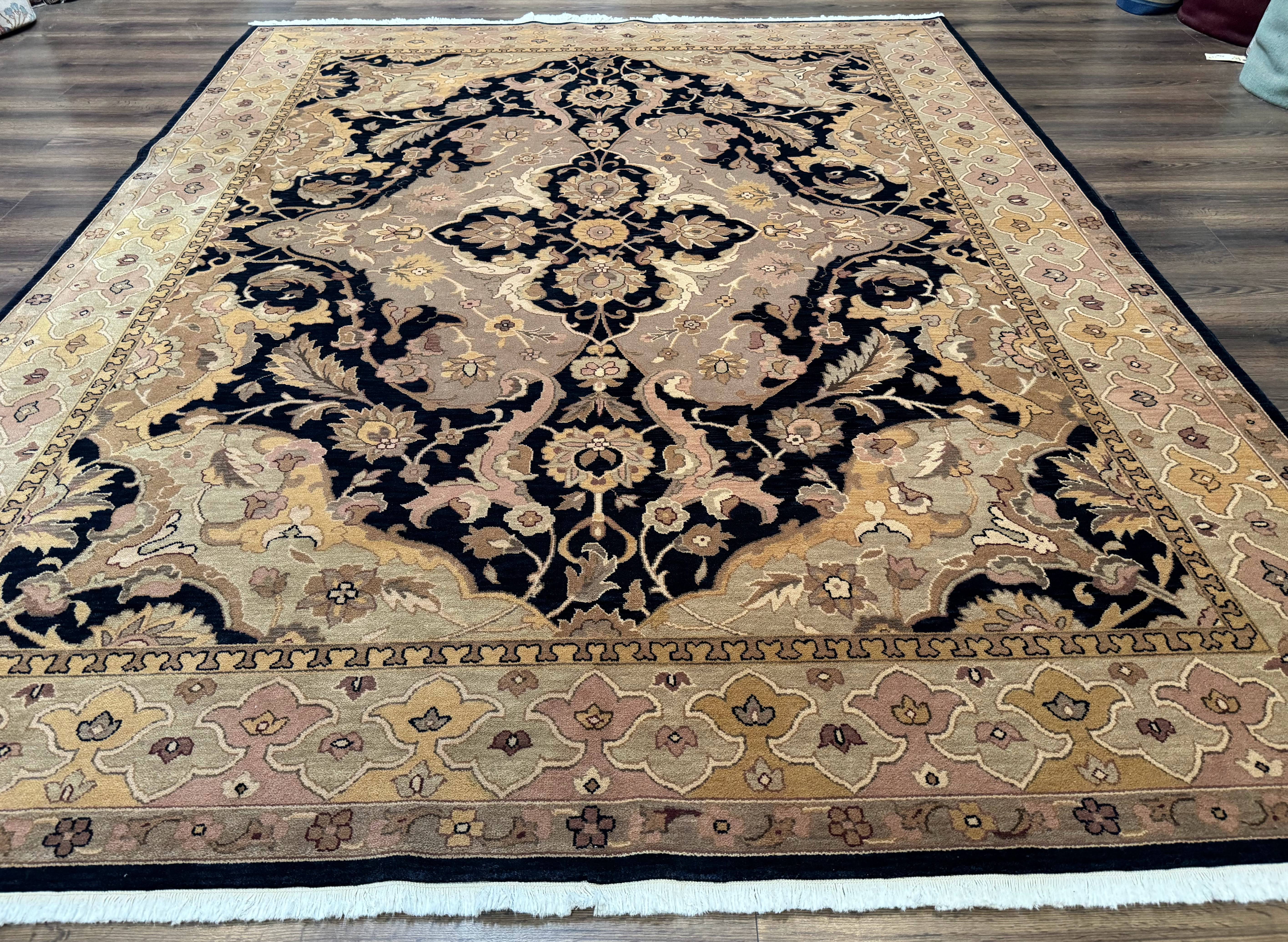 Handmade Wool Rug 8x10, Black & Dark Beige, Nourison, Traditional Rug - Jewel Rugs